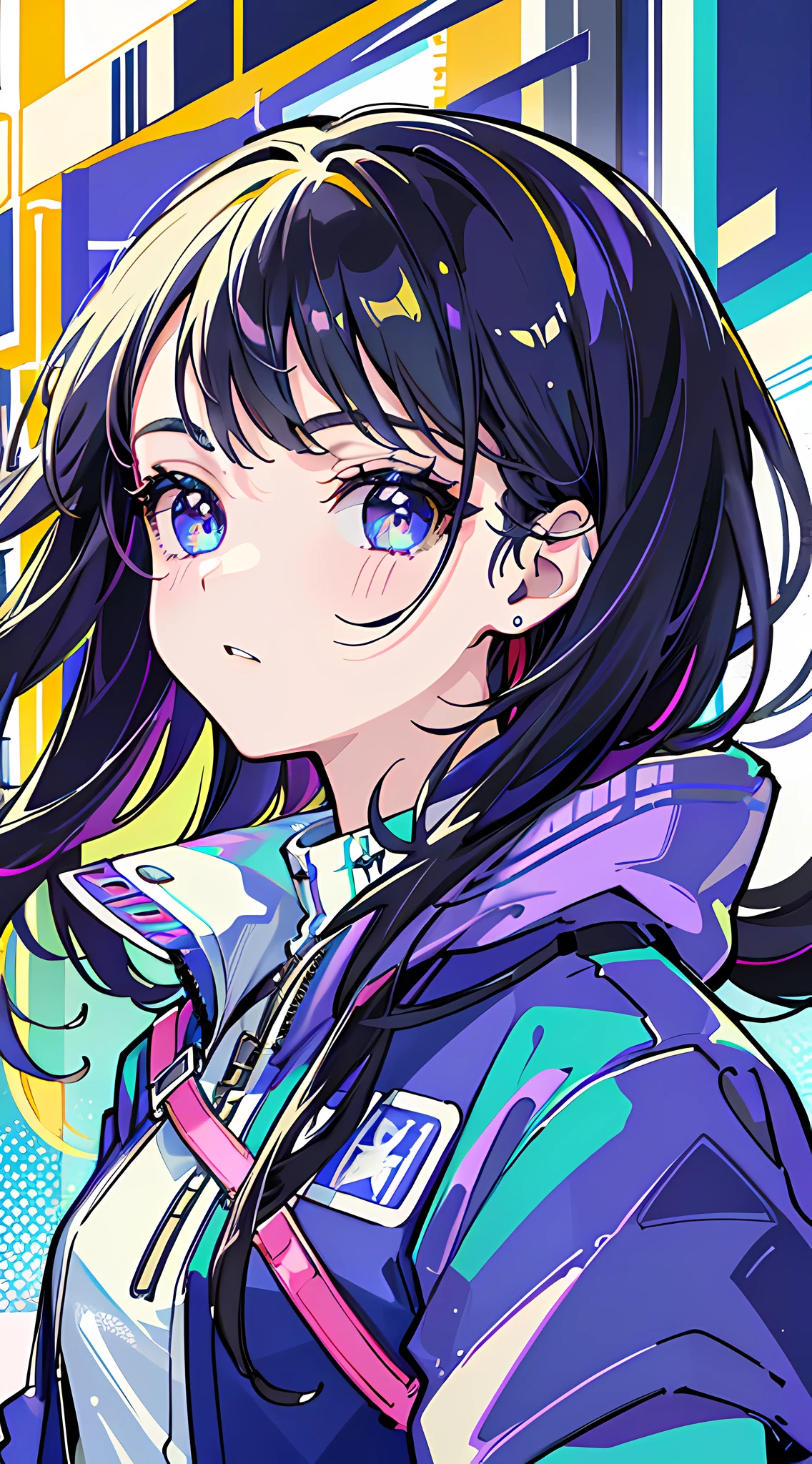 (masterpiece, best quality, 8k, absurdres, street, wind breaker, 1girl:1.2), (upper body:1.6), teen, beautiful face, flat color, HDR, high contrast, sharp focus, highres, photography, realistic, ultra detailed, finely detail, delicate facial features, detailed eyes and face, realistic eyes, sharp pupils