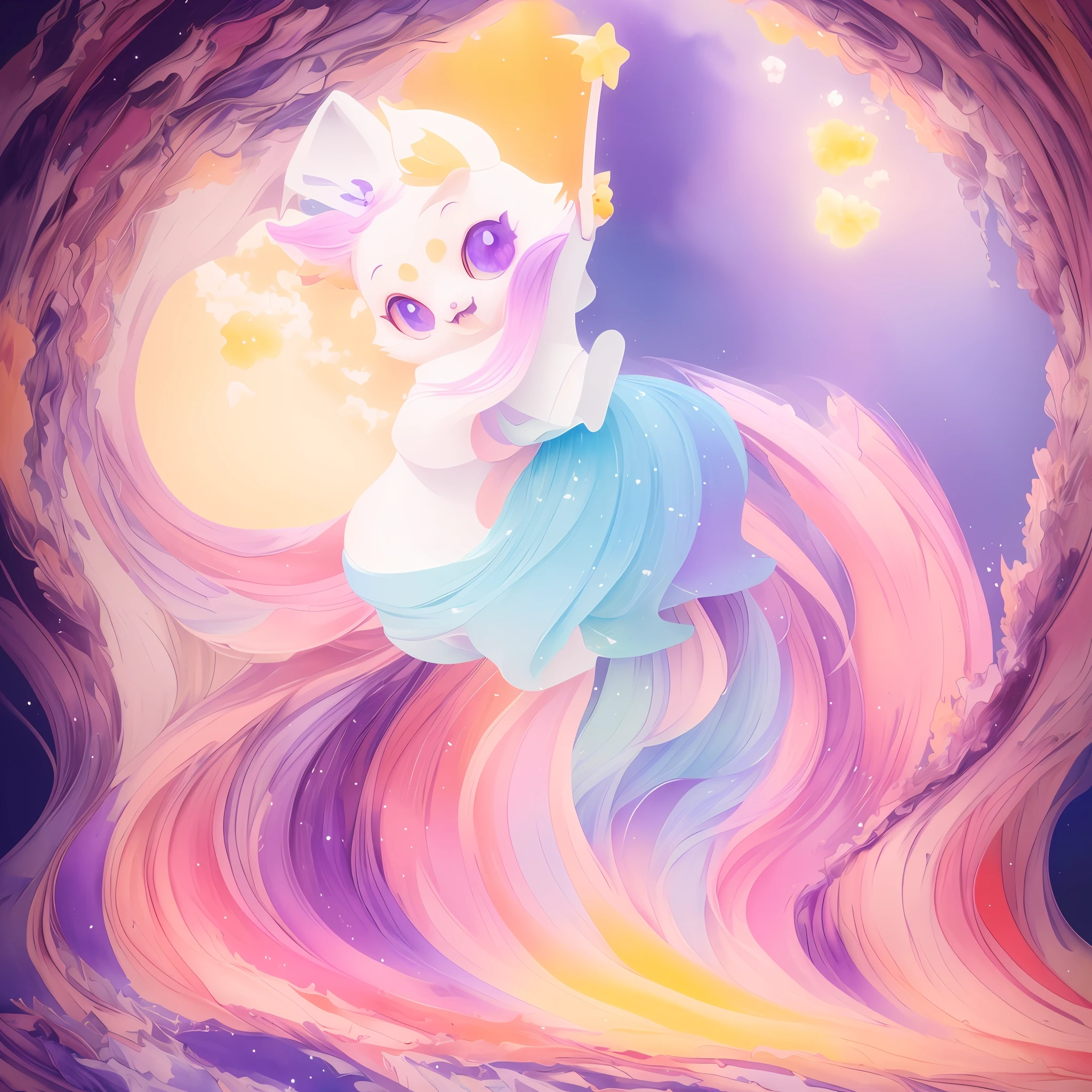 Extremely nervous fox anime, full moon background, random color art, oil painting, blue-yellow, light purple and purple additions, light red additions, complex details, welcome screen, 8k resolution, masterpieces, artstation digital painting Very smooth ink flow: 8K resolution Realistic masterpiece: Intricate details Fluid Gouache: Jean-Baptiste Munger: Calligraphy: Acrylic: watercolor, professional photography, natural lighting, Minimalist volumetric lighting photo illustration: Marton Bobuzett: complex, Elegant, vast, dreamy, vibrant