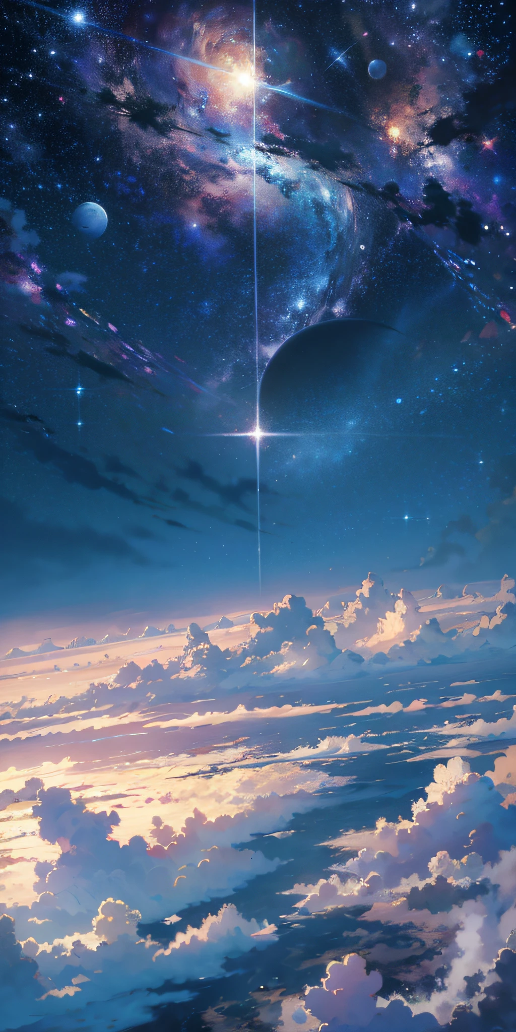 ridiculous resolution, high resolution, (masterpiece:1.4), super detailed, 1boy, seen from above, space, floating, --v 6