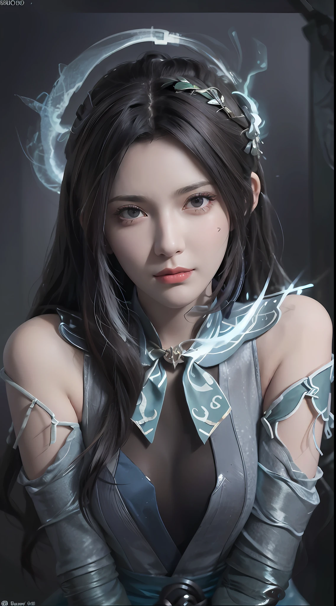 (Front Focus), (In the Dark: 1.6), Surrealistic Female Portraits by David Hockney and Alphonse Mucha, Fantasy Art, Photo Realism, Dynamic Lighting, ArtStation, Poster, Volumetric Lighting, Very Detailed Faces, 4 K, Pantyhose, Shorts, 1girl, In the Dark, Deep Shadow, Low Key, Cowboy Shot, (Official Uniform: 1.4), Long Hair, Gray Hair,