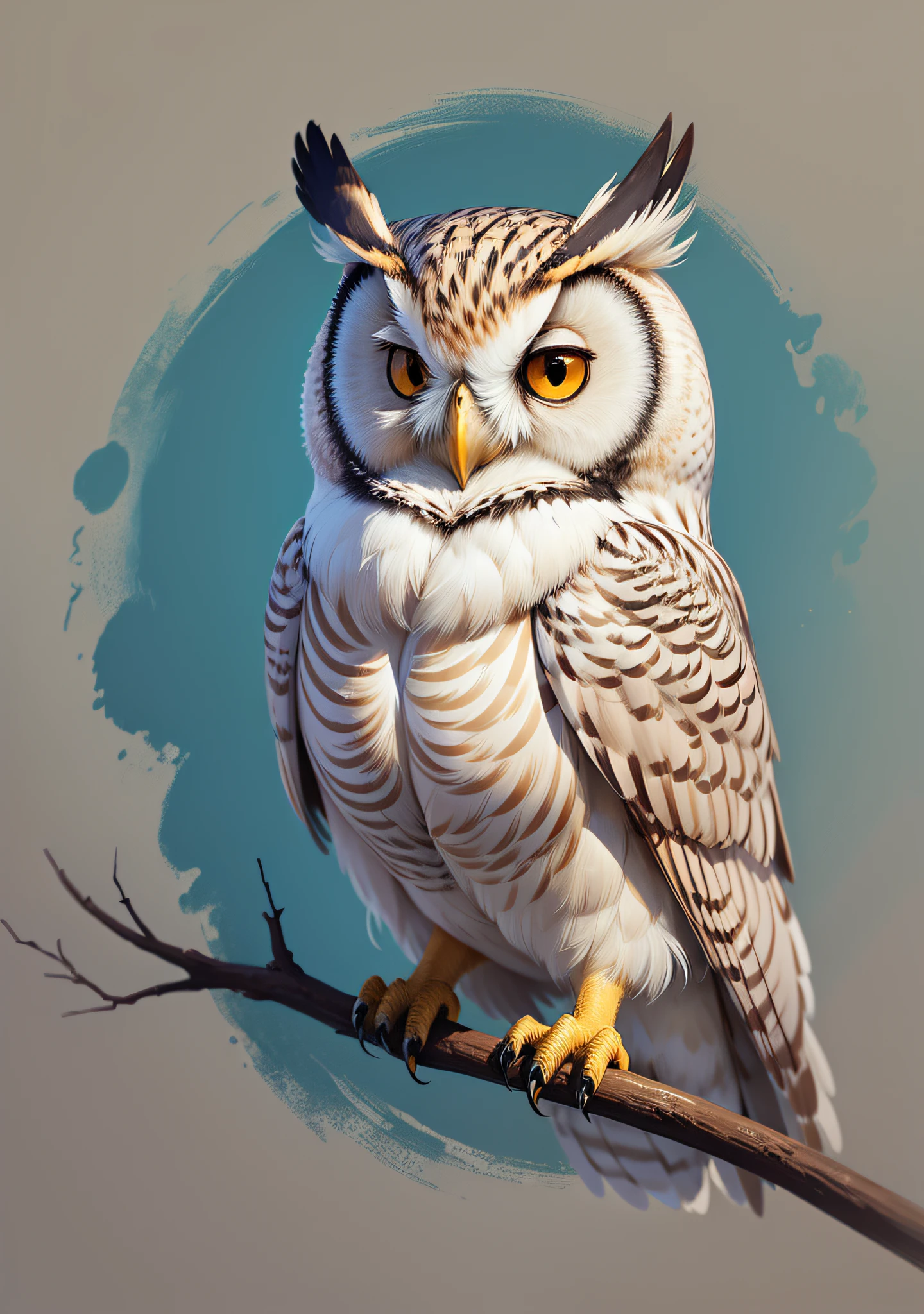 a painting of a minimalist owl, neutral colors and fascinating