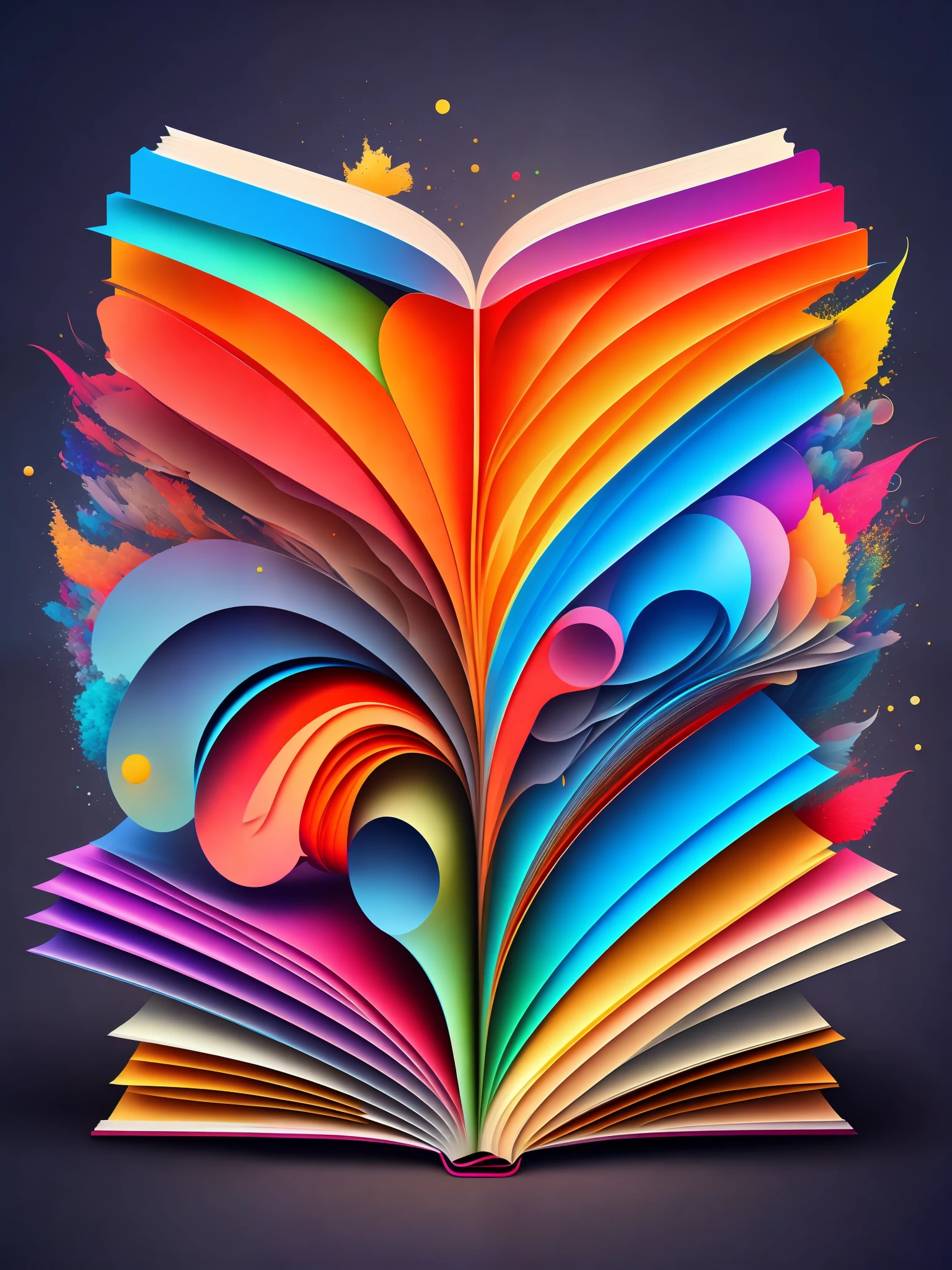 the colorful abstract of book, (colorful,high detailed,vector-art)
