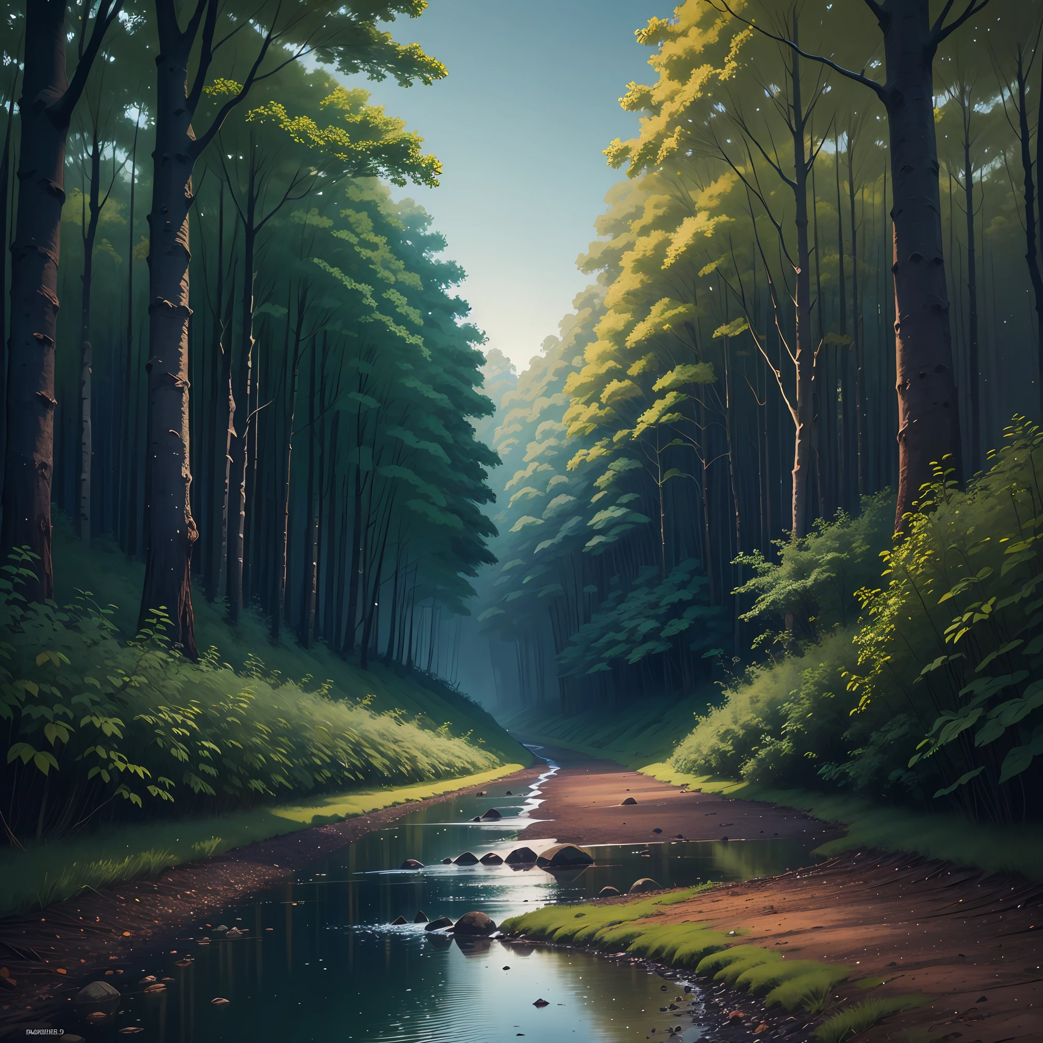 Midnight, Woodland, paisagem, solo, --auto --s2