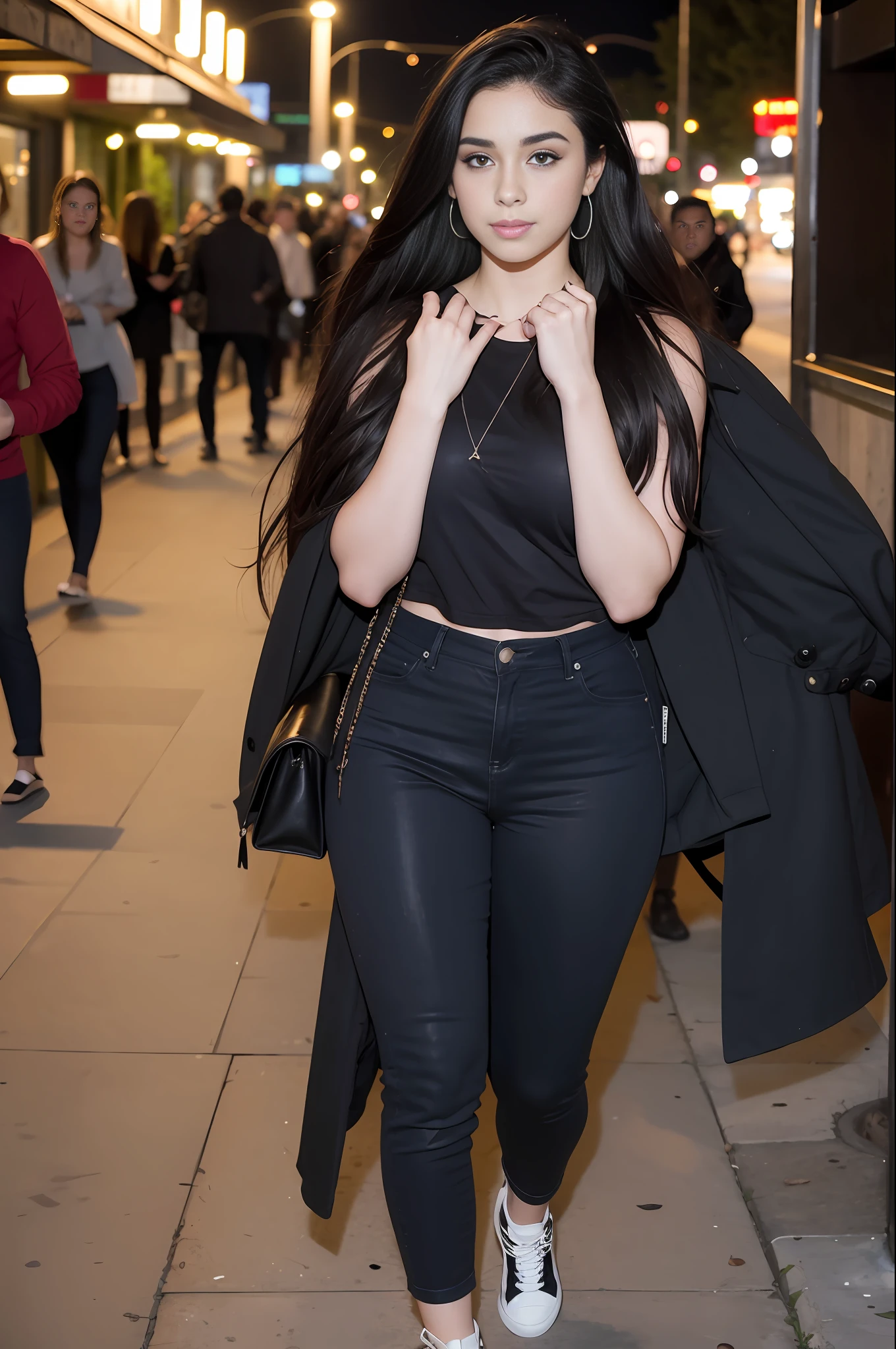 Lauren jauregui ,happy, pants, full body photos in the city at night