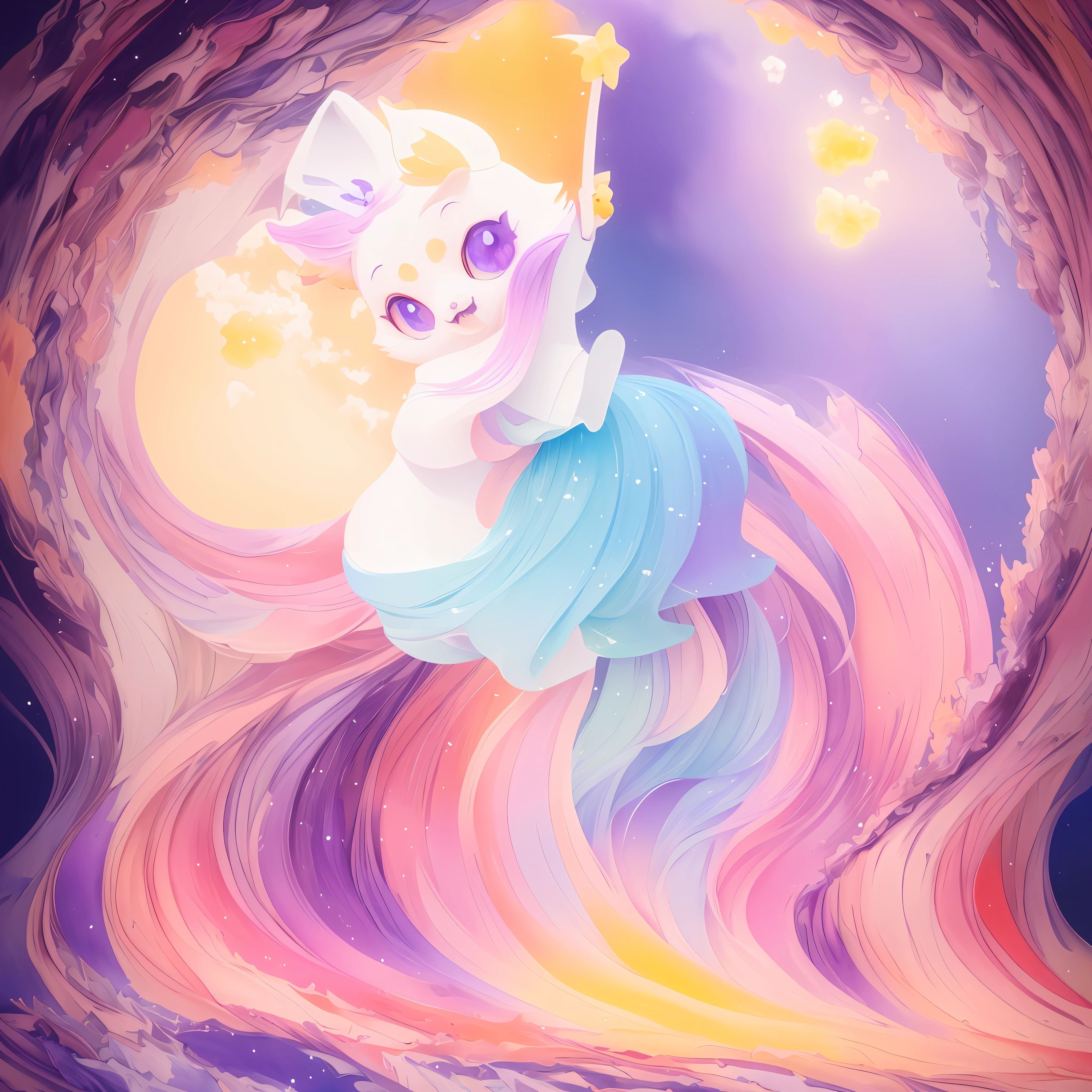 Extremely nervous fox anime, full moon background, random color art, oil painting, blue-yellow, light purple and purple additions, light red additions, complex details, welcome screen, 8k resolution, masterpieces, artstation digital painting Very smooth ink flow: 8K resolution Realistic masterpiece: Intricate details Fluid Gouache: Jean-Baptiste Munger: Calligraphy: Acrylic: watercolor, professional photography, natural lighting, Minimalist volumetric lighting photo illustration: Marton Bobuzett: complex, Elegant, vast, dreamy, vibrant