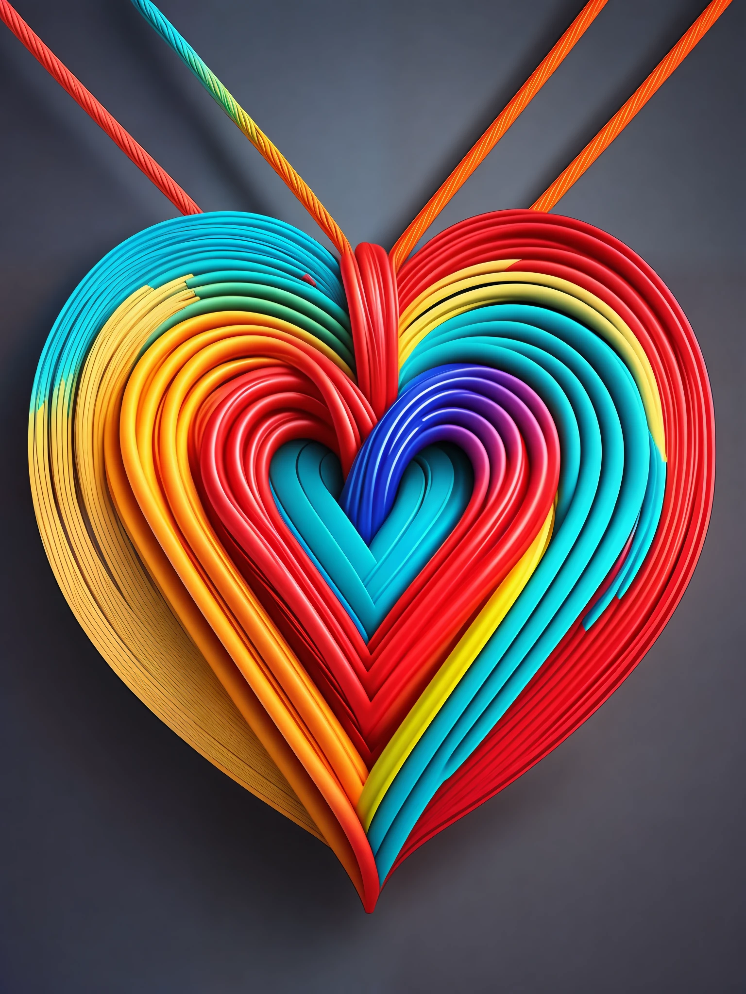 the colorful abstract of (cable of love shape), (colorful,high detailed,vector-art)