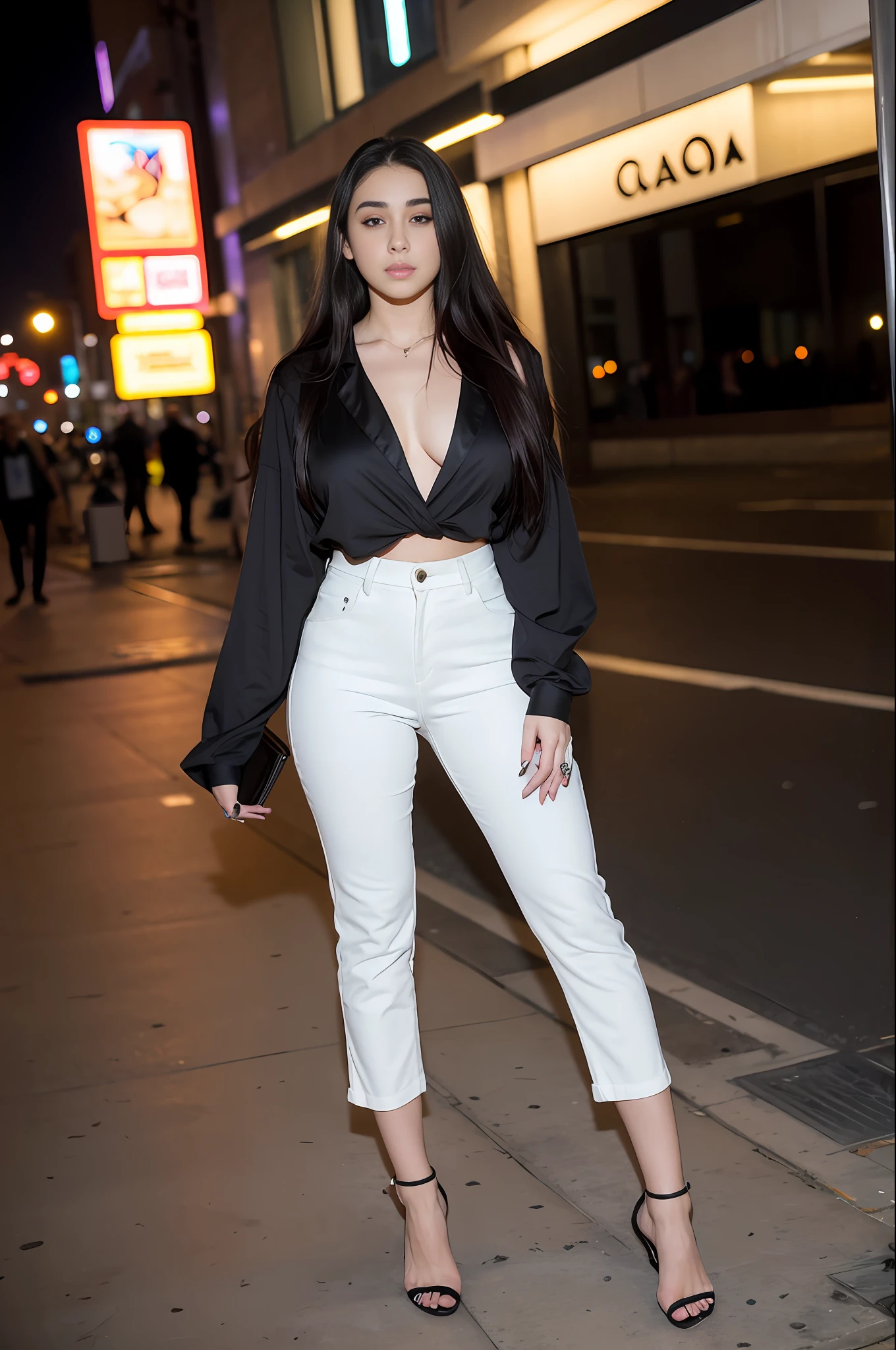 Lauren jauregui ,happy, sensual pants, full body photos in the city at night