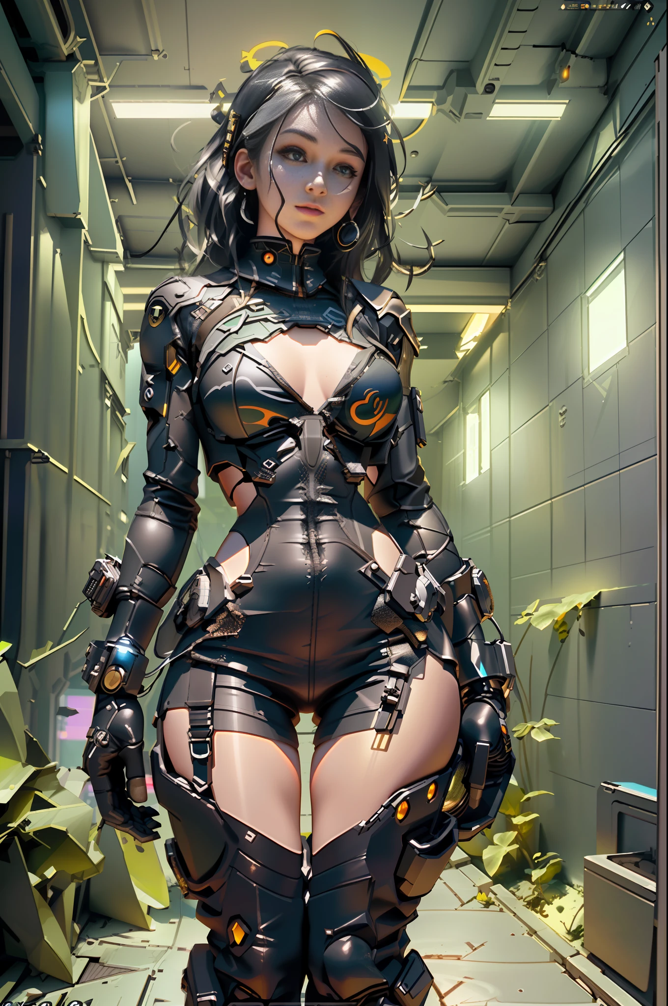 (Best Quality), ((Masterpiece), (Detail: 1.4), 3D, A Beautiful Cyberpunk Female Image with Two Guns, HDR (High Dynamic Range), Ray Tracing, NVIDIA RTX, Super-Resolution, Unreal 5, Subsurface Scattering, PBR Texture, Post Processing, Anisotropic Filtering, Depth of Field, Maximum Sharpness and Clarity, Multi-layer Textures, Albedo and Highlight Maps, Surface Shading, Accurate simulation of light-material interactions, perfect proportions, Octane Render, two-color light, large aperture, low ISO, white balance, rule of thirds, 8K RAW,