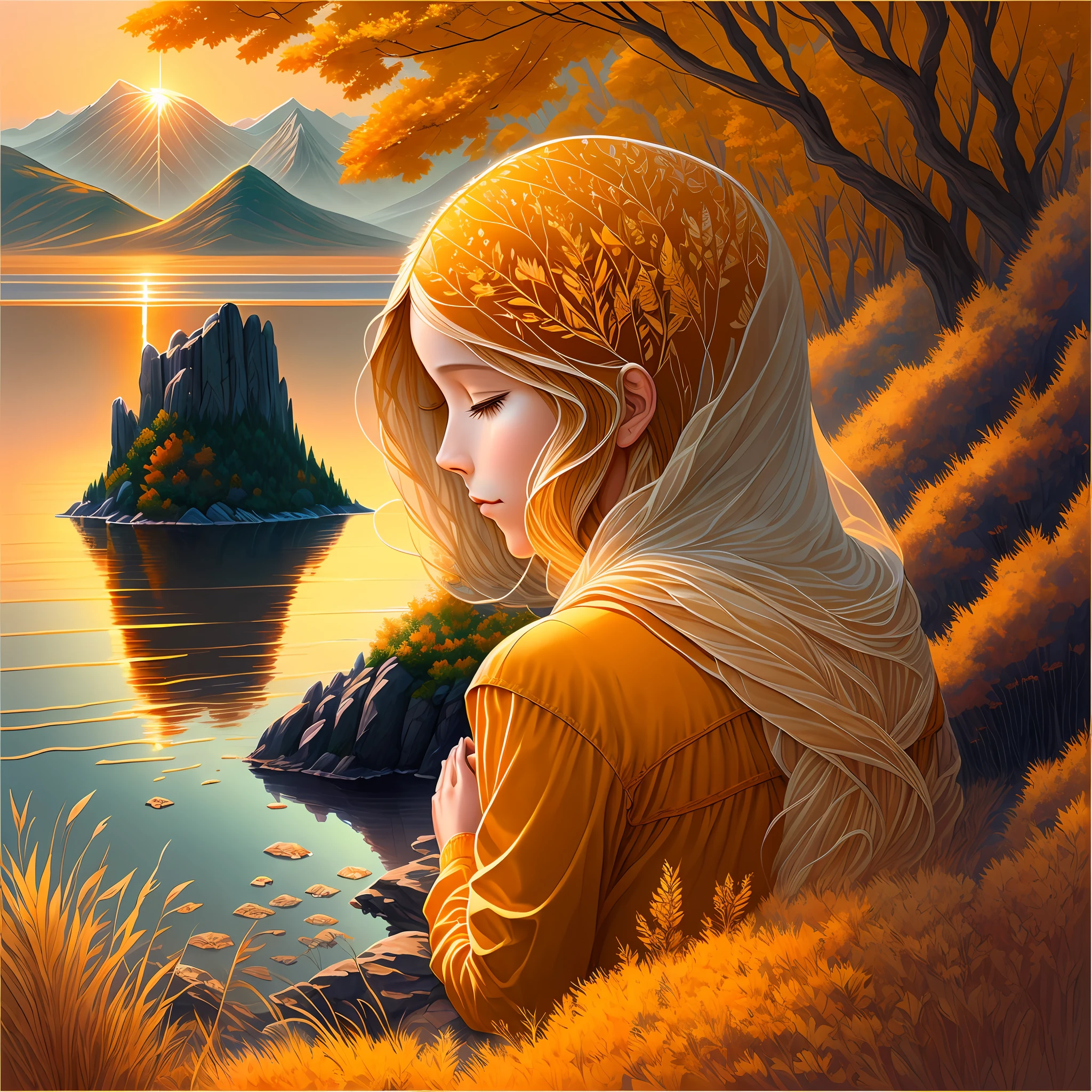 Create the cover for an e-book. The cover design should be in ultra-high resolution (8K) with a realistic photographic pattern. The central image should be that of a human figure seen from the back, in a position of meditation or contemplation, sitting on the edge of a cliff, with a panoramic view of mountains and a tranquil lake ahead. The rising sun is on the horizon, bathing the scene in warm, soft colors of gold and orange. The human figure, though small in relation to the vastness of the landscape, should be detailed, with hair slightly shaken by the wind and clothing flowing slightly, giving a sense of calm and serenity. The texture of the cliff stone, the trees in the distance, and the gentle waves on the surface of the lake should be rich in detail, providing a sense of depth and realism to the scene. The title of the book, "Awakening Within," should be at the top of the cover in large, elegant lettering, perhaps in a white or gold color that stands out against the background. Below, at the bottom of the cover, there should be room for the author's name in slightly smaller but still visible and attractive letters. Overall, the cover should convey a sense of peace, introspection, and the promise of an inner journey. It should be visually appealing and impactful, with a balance between the warm colors of the sunrise and the cooler, calmer tones of the natural setting. The human presence offers a personal connection to the reader, representing the individual journey to self-knowledge that the book promises to guide them.  , with color tones from a real environment, and RAW image pattern --auto --s2