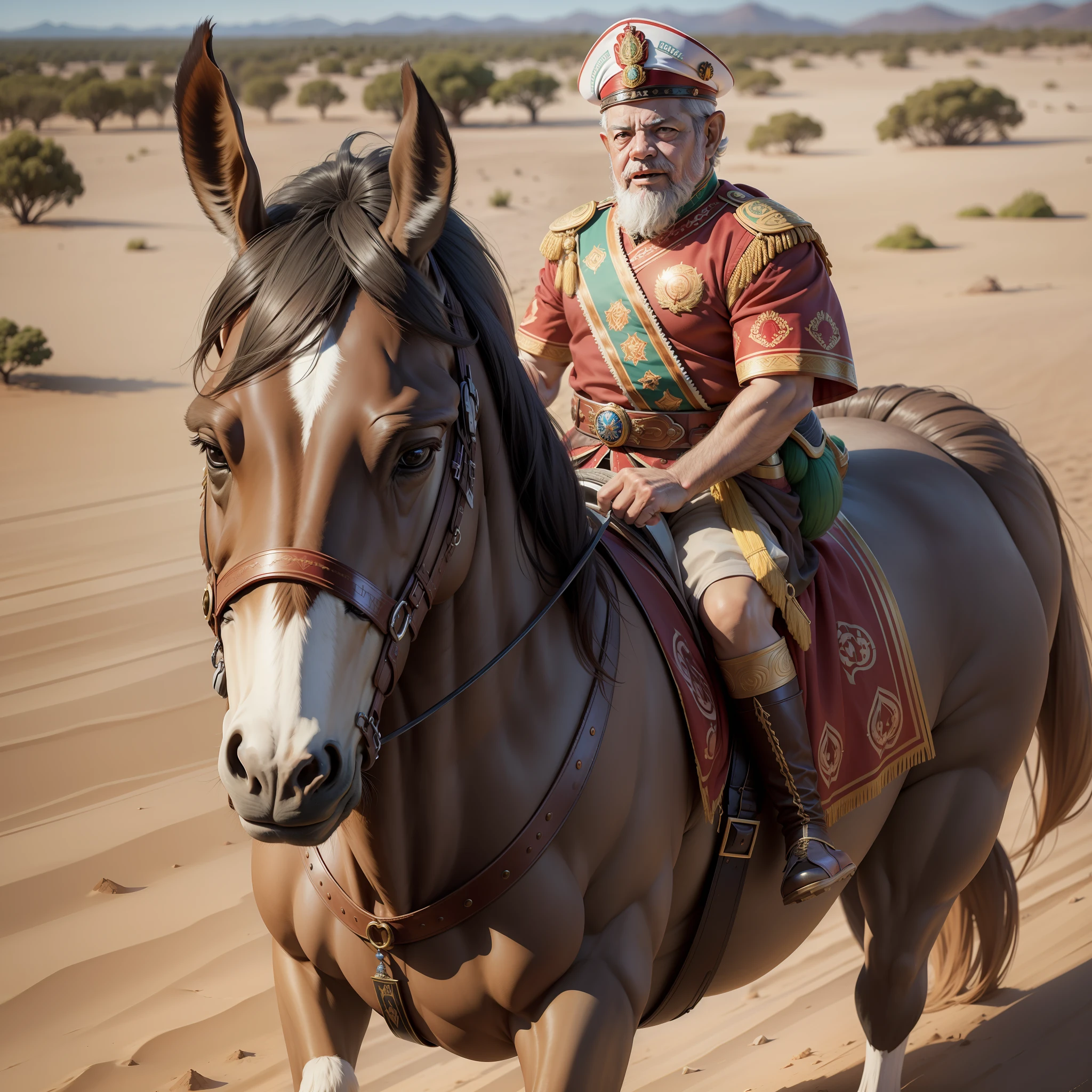 President Lula of Brazil, mounted on top of a sherek donkey