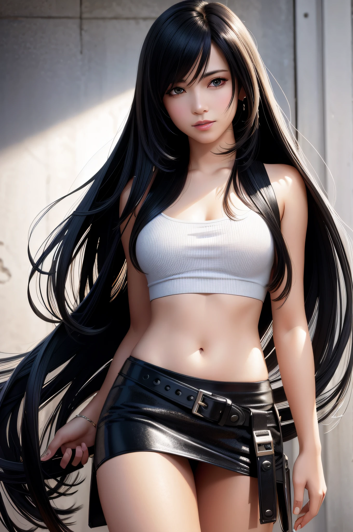 (best quality, masterpiece:1.1), (realistic:1.4), 1girl, cowboy shot,FF7, Tifa