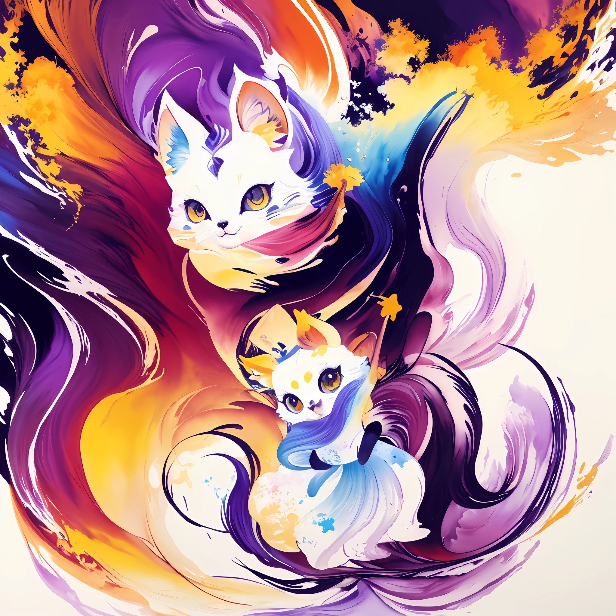 Extremely tense anime fox: fox face, drinking coffee in a building on fire in the background, superb playing card borders, random color art, oil painting, blue-yellow, light purple and purple additions, light red additions, intricate details, splash screen, 8k resolution, masterpiece, artstation digital painting smooth black ink flow: 8k resolution realistic masterpiece: intricate fluid gouache: Jean Baptiste Mongue: calligraphy: acrylic: watercolor art, professional photography, Natural light, volumetric lighting minimalist photography illustration: Marton Bobzert: , complex, elegant, expansive, dreamy, vibrant