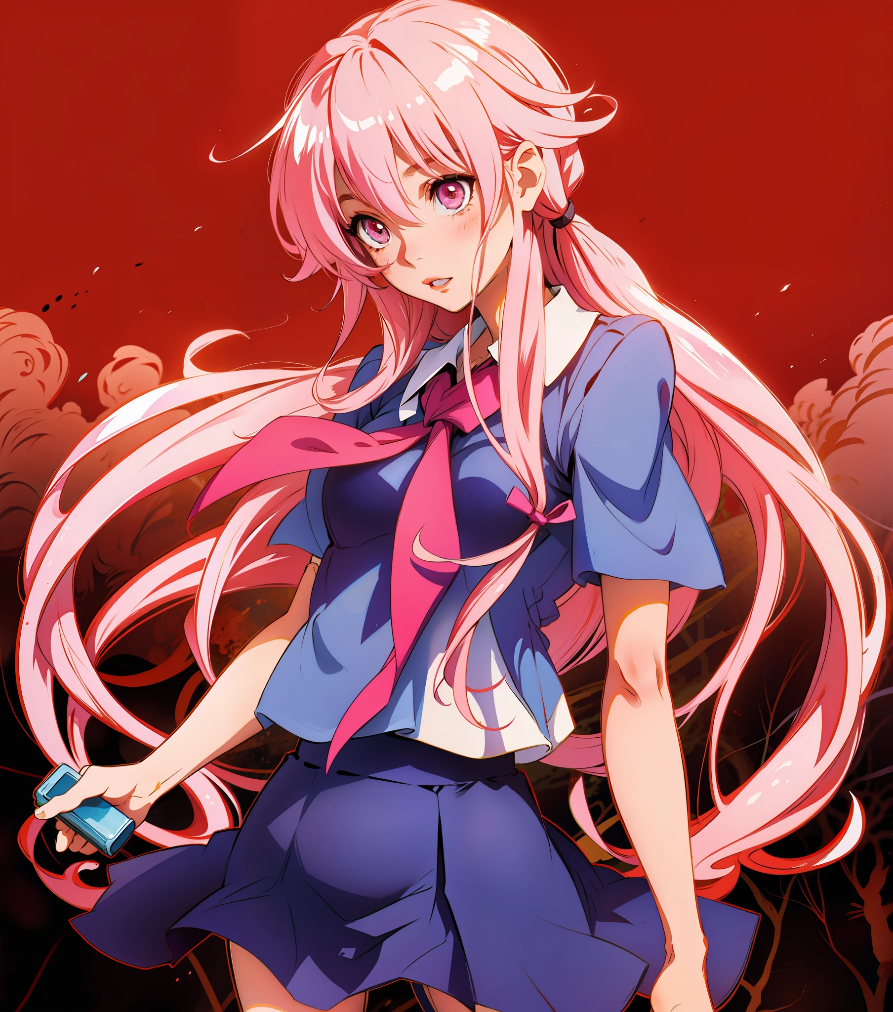 Gasai Yuno, light pink eyes and hair