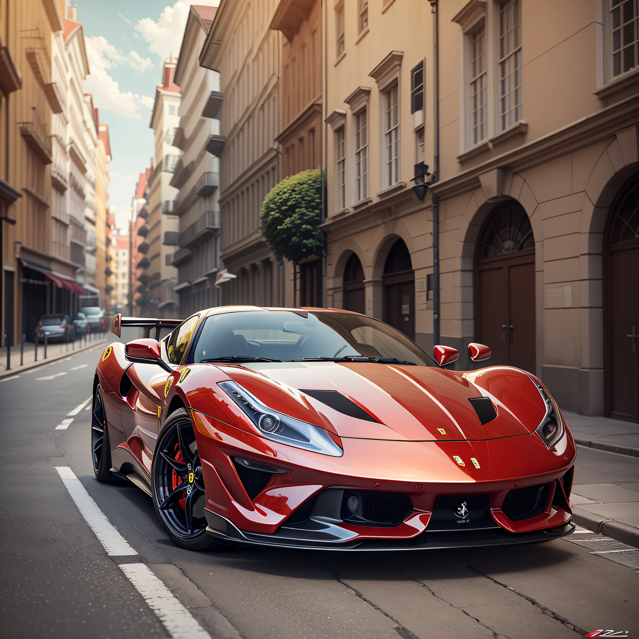 A hyper realistic image of a ferrari car --auto --s2