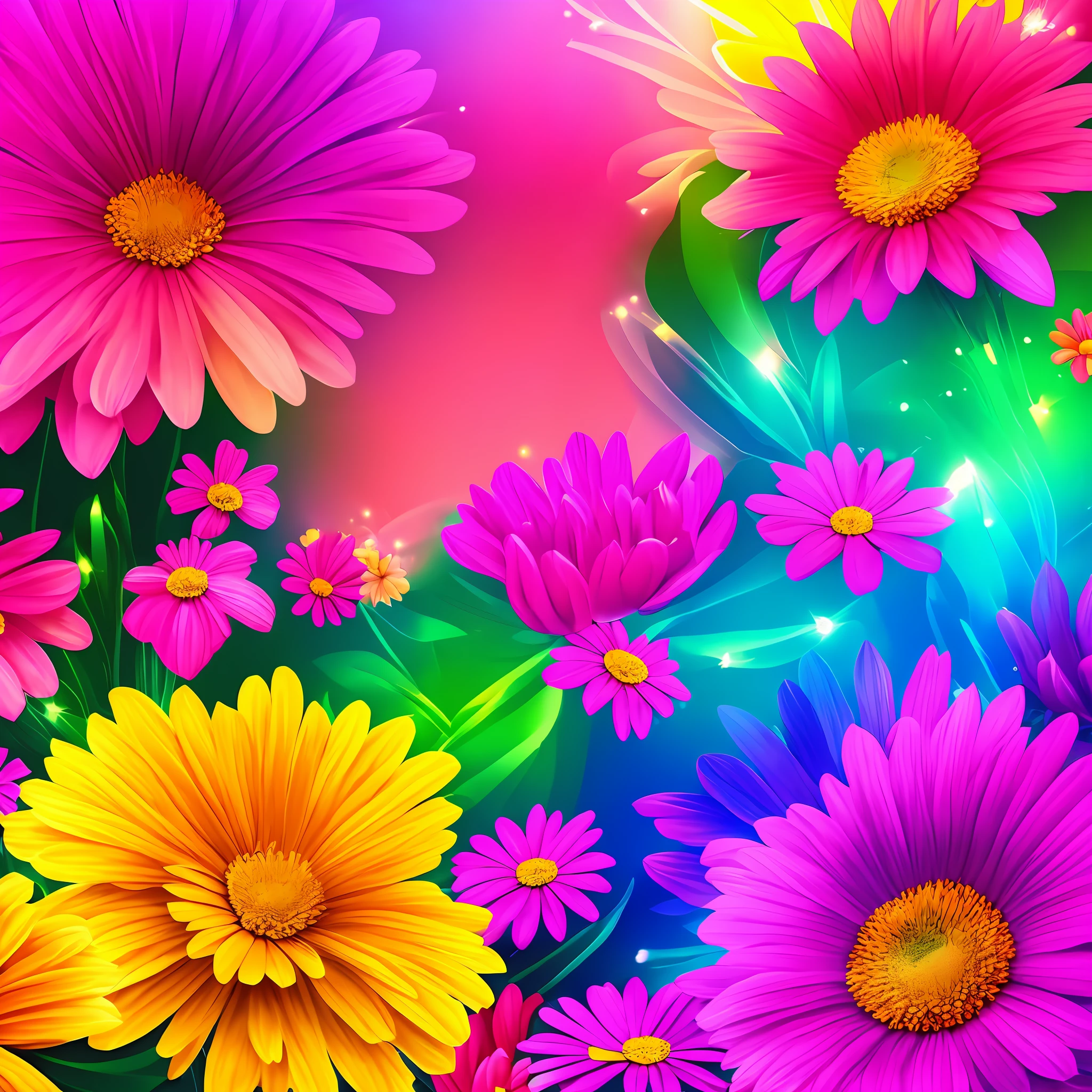 Banner for youtube channel with the theme Flowers and colors with flashy vibrant colors with flower elements --auto --s2