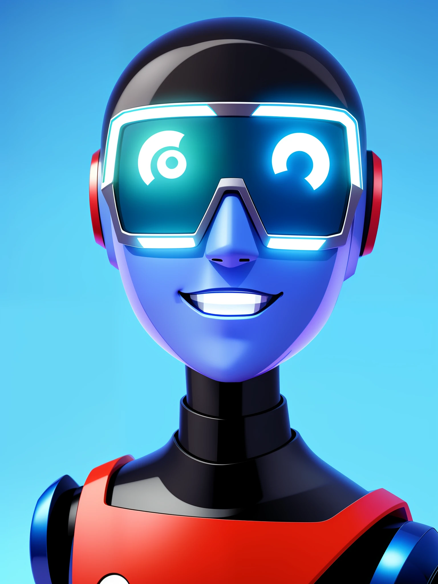 Robot avatar with smiling glasses
