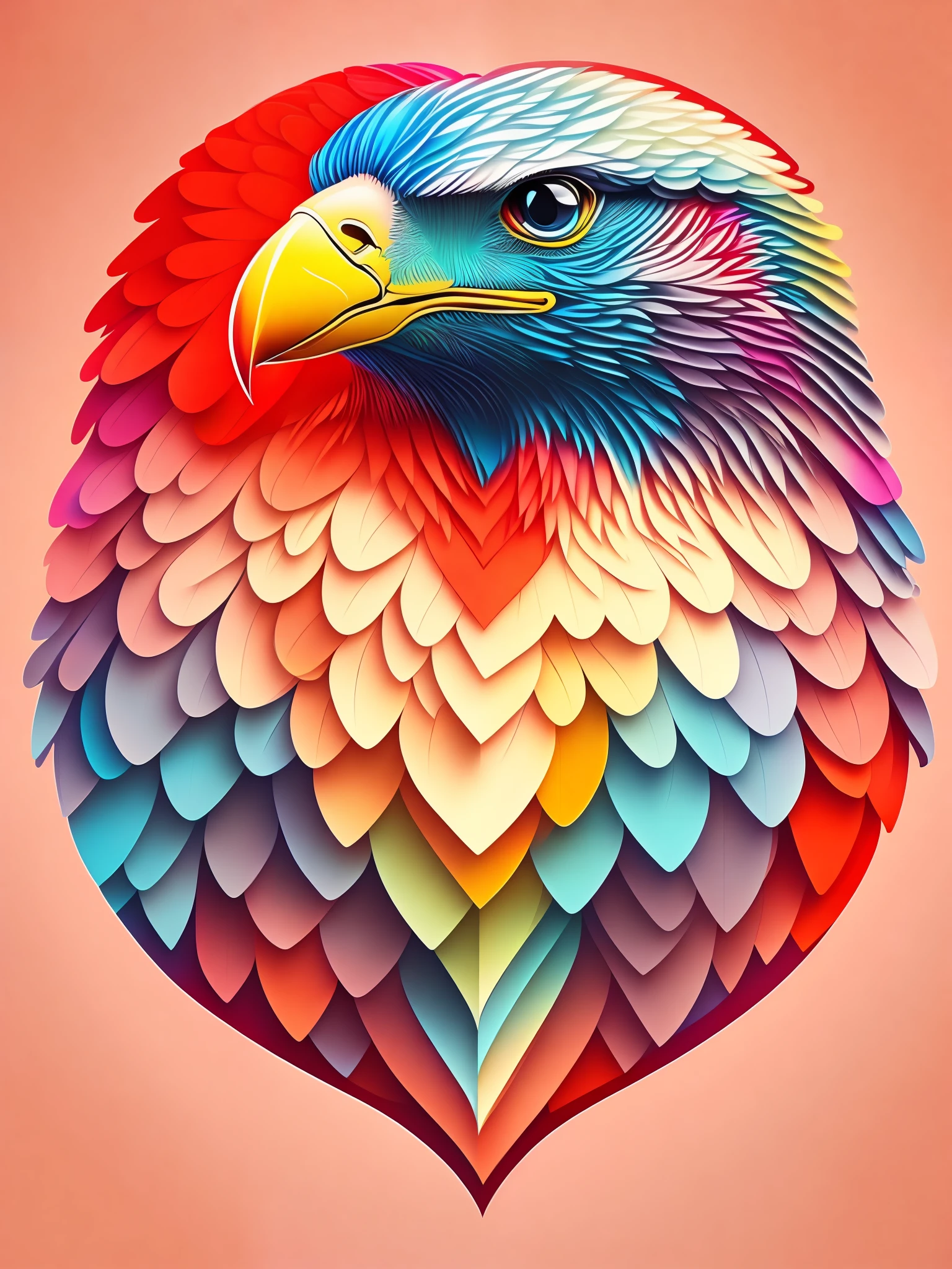 the colorful abstract of (both cute eagle of love shape), (colorful,high detailed,vector-art)