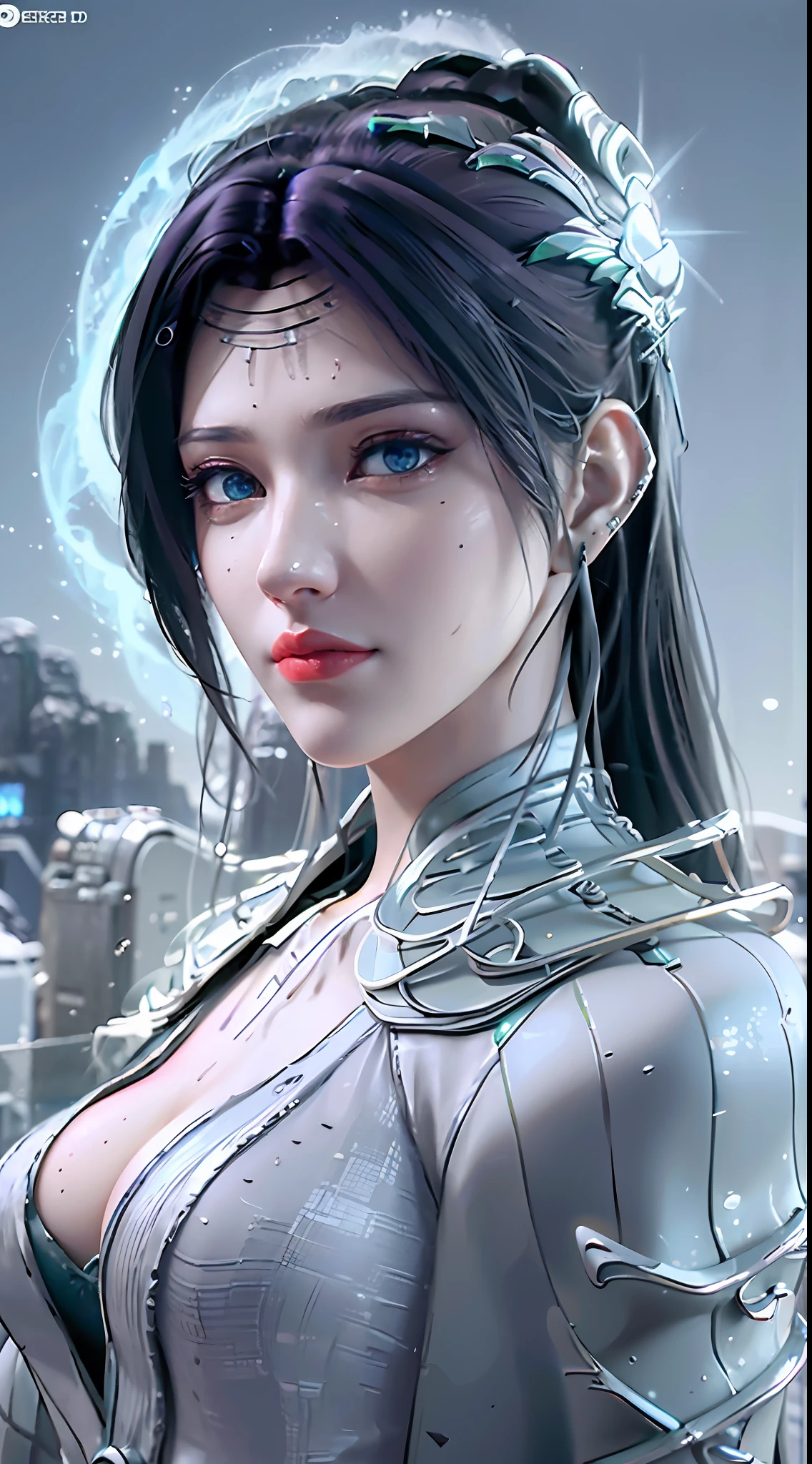 ((Best quality)), ((masterpiece)), (detailed:1.4), 3D, an image of a beautiful cyberpunk female,HDR (High Dynamic Range),Ray Tracing,NVIDIA RTX,Super-Resolution,Unreal 5,Subsurface scattering,PBR Texturing,Post-processing,Anisotropic Filtering,Depth-of-field,Maximum clarity and sharpness,Multi-layered textures,Albedo and Specular maps,Surface shading,Accurate simulation of light-material interaction,Perfect proportions,Octane Render,Two-tone lighting,Wide aperture,Low ISO,White balance,Rule of thirds,8K RAW,