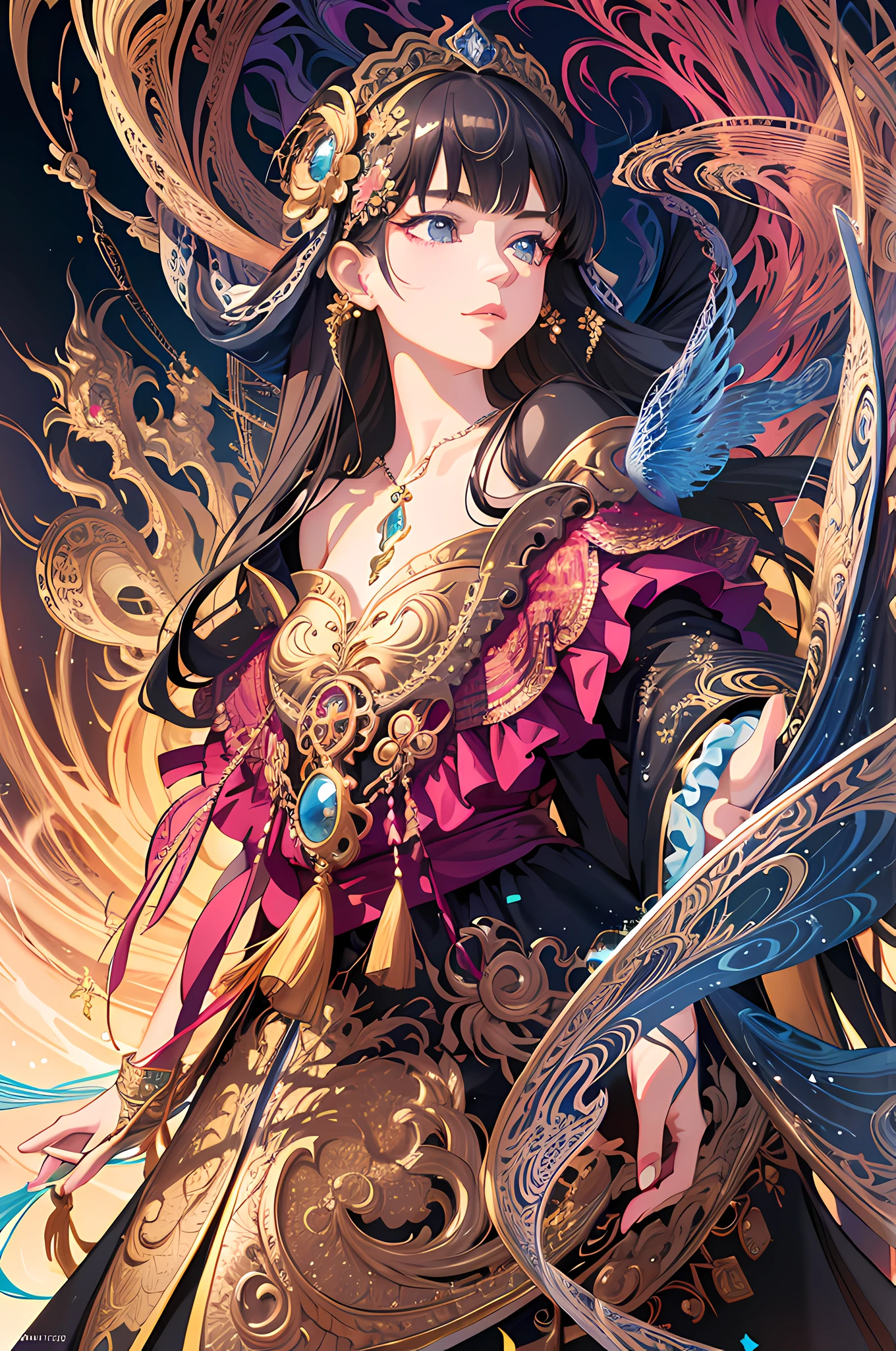a close up of a woman with a very long hair, 4k highly detailed digital art, detailed fantasy digital art, a beautiful artwork illustration, beautiful digital artwork, exquisite digital illustration, stunning digital illustration, beautiful art uhd 4 k, fantasy art style, detailed digital anime art, gorgeous digital art, colorfull digital fantasy art, anime fantasy illustration, intricate digital painting