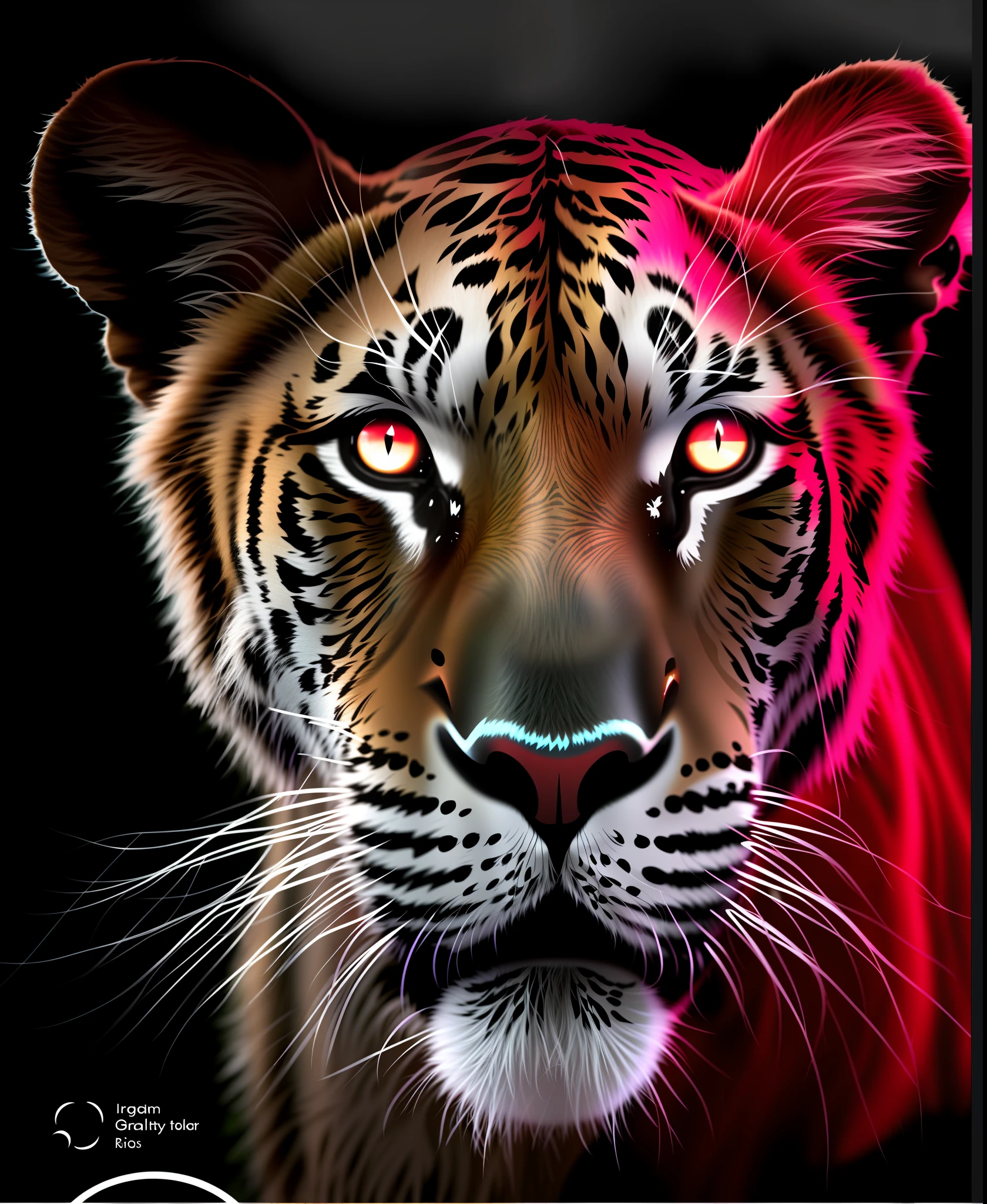 a closeup of a tiger with red eyes on a black background, with bright red eyes, bright red eyes, bright red eyes, with bright red eyes, bright red eyes, bright red eyes, bright red eyes, with red eyes, big red eyes, fire red eyes, fire lion, red eyes, red eyes, red eyes, sharp red eyes, high resolution, high quality