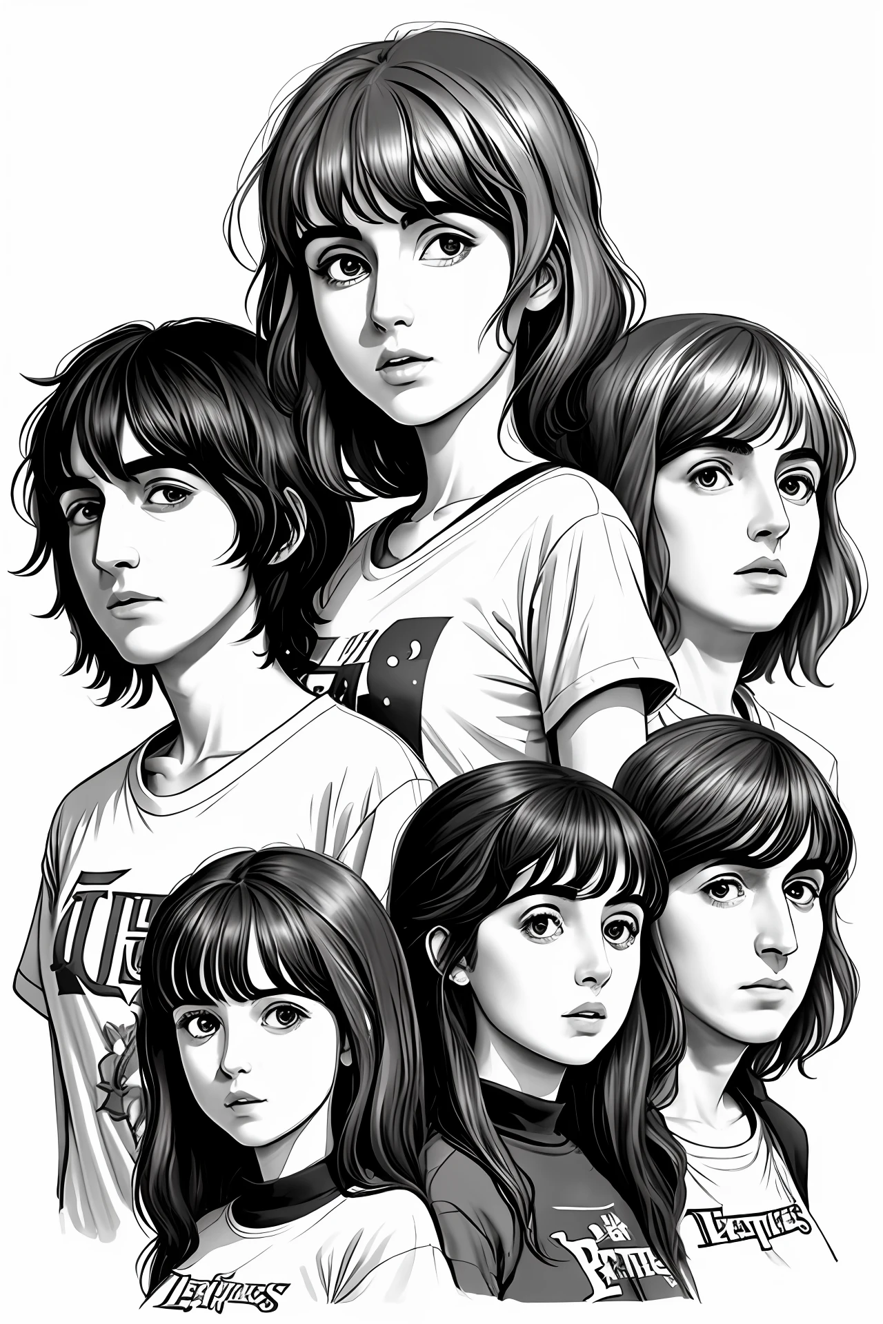Sketch girl with T-shirt The Beatles
