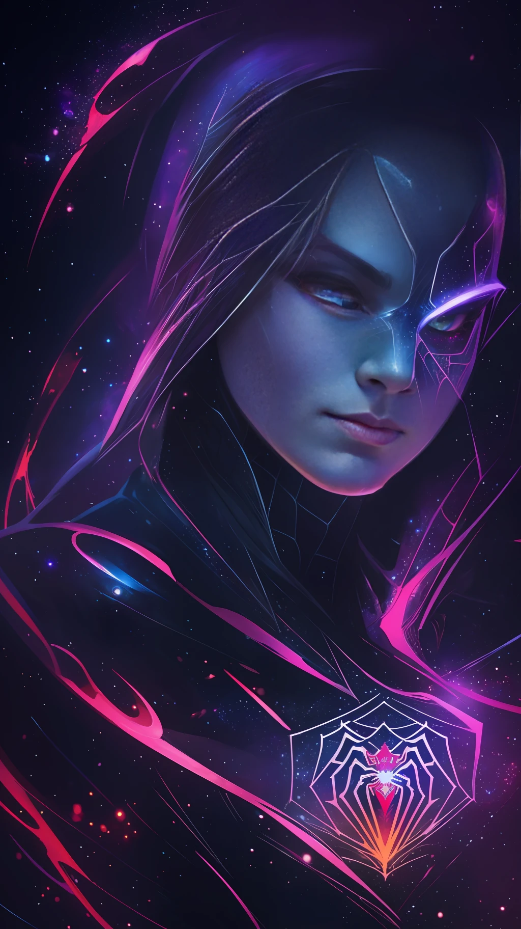 Cosmic (Spider-Man), nebulae, galactic, conceptual art portrait by Greg rutkowski, Artgerm, intricately detailed hyperdetailed gothic art trend in triadic colors Artstation Unreal Engine 5 detailed matte painting, deep color, fantastic, intricate detail, home screen, complementary colors, fantasy concept art, 8k resolution, gothic masterpiece of deviantart --auto --s2