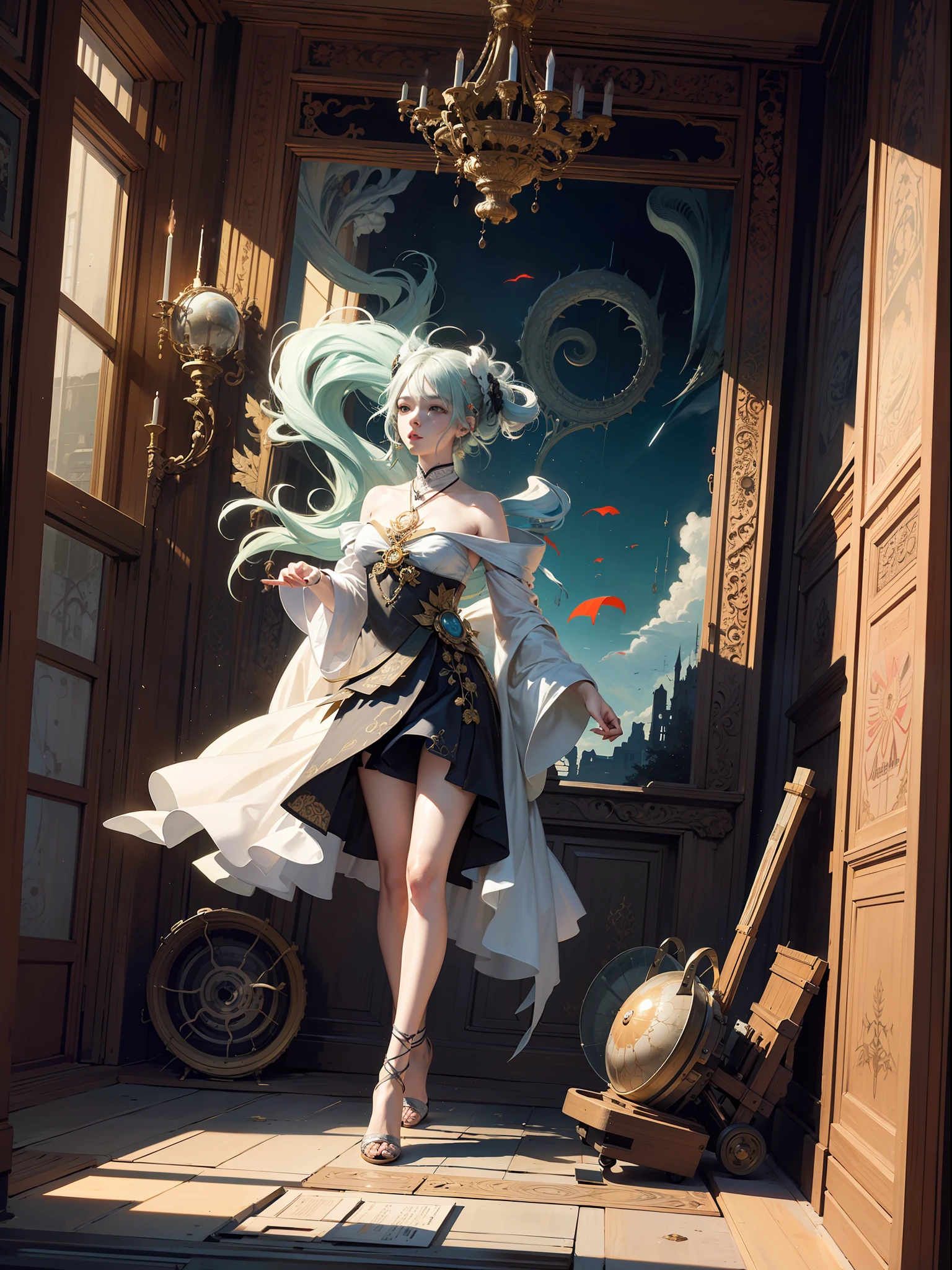 official art, unity 8k wallpaper, ultra detailed, beautiful and aesthetic, masterpiece, best quality, (zentangle, mandala, tangle, entangle), (fractal art:1.3) , 1girl, extremely detailed, dynamic angle, cowboyshot, the most beautiful form of chaos, elegant, a brutalist designed, vivid colours, romanticism, by james jean, roby dwi antono, ross tran, francis bacon, michal mraz, adrian ghenie, petra cortright, gerhard richter, takato yamamoto, ashley wood, atmospheric, ecstasy of musical notes, streaming musical notes visible
