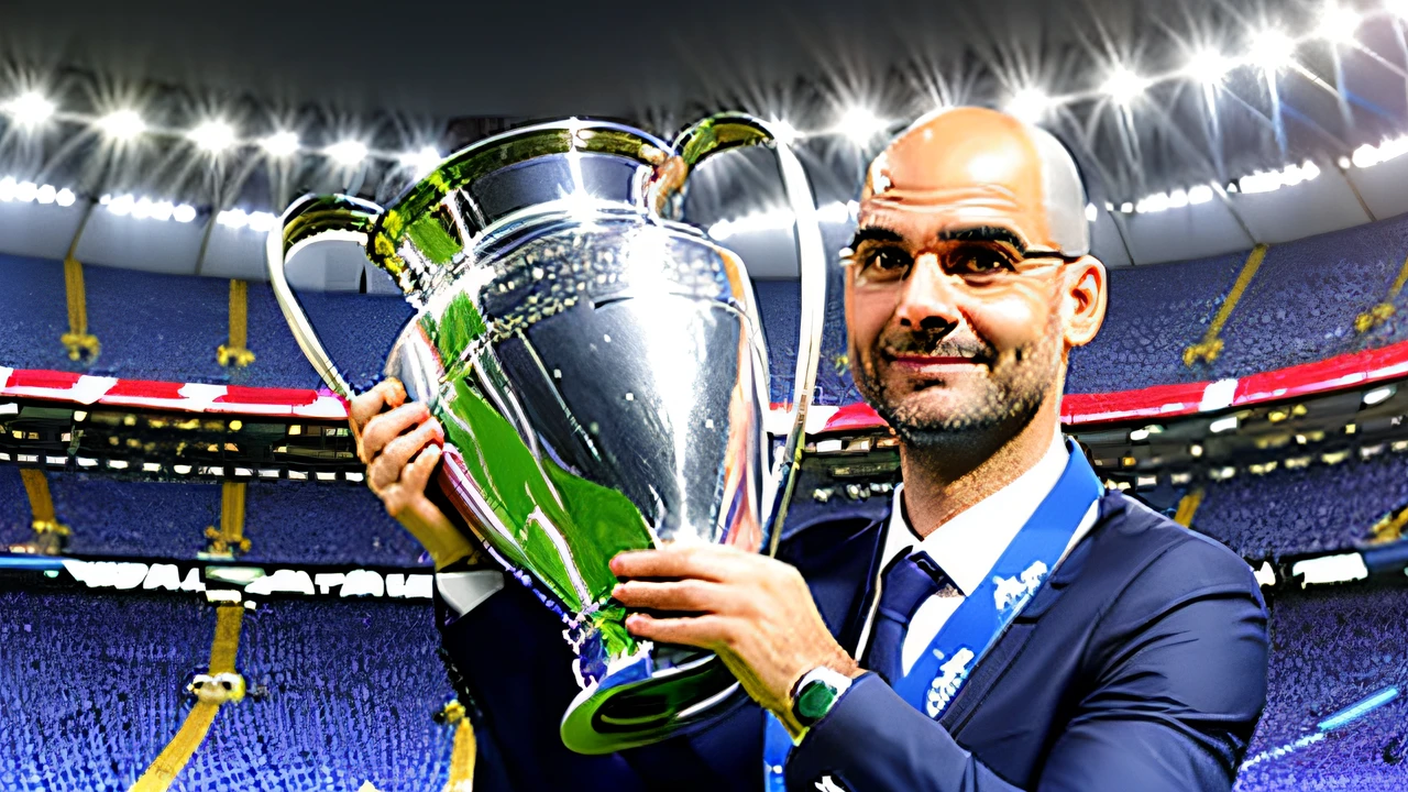 Pepe Guardiola with the Champions League trophy --auto --s2