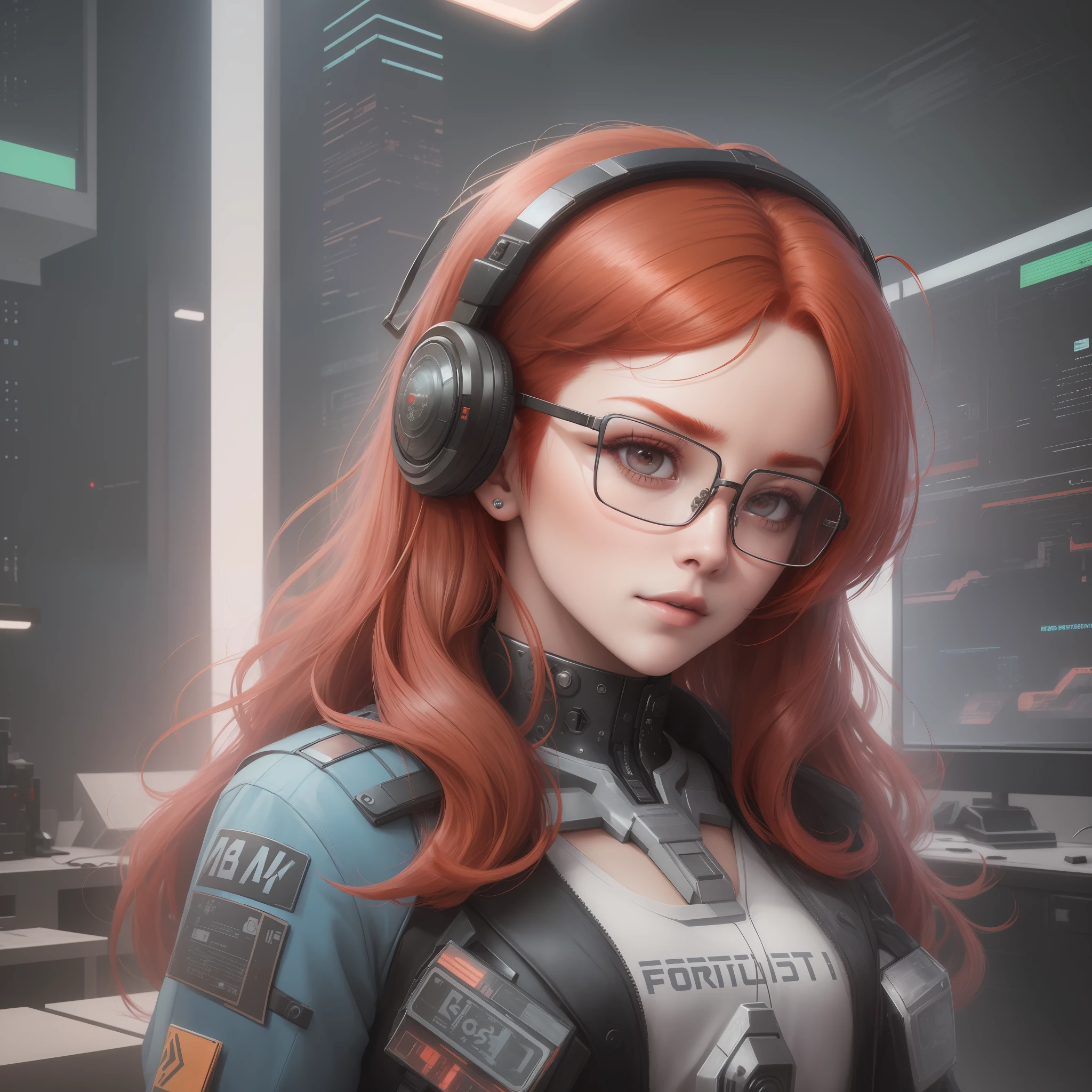 ((beautiful girl with (with connections and screens and futuristic glasses) and (red hair))) 4K 8K:: realistic::4 cyberpunk::1 --v 4 --quality 2 --auto --s2
