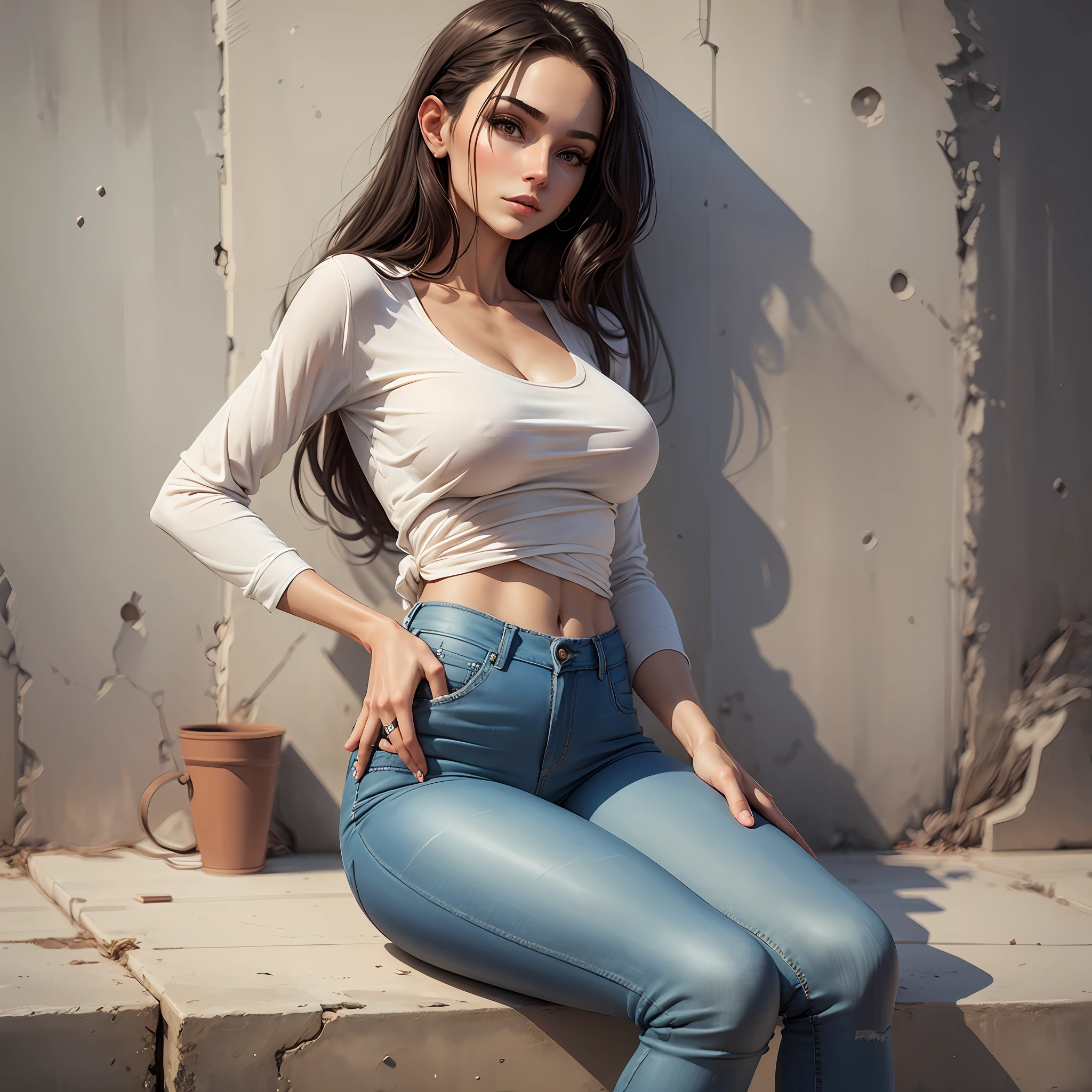 Very thin pretty woman dressed in very tight jeans --auto --s2