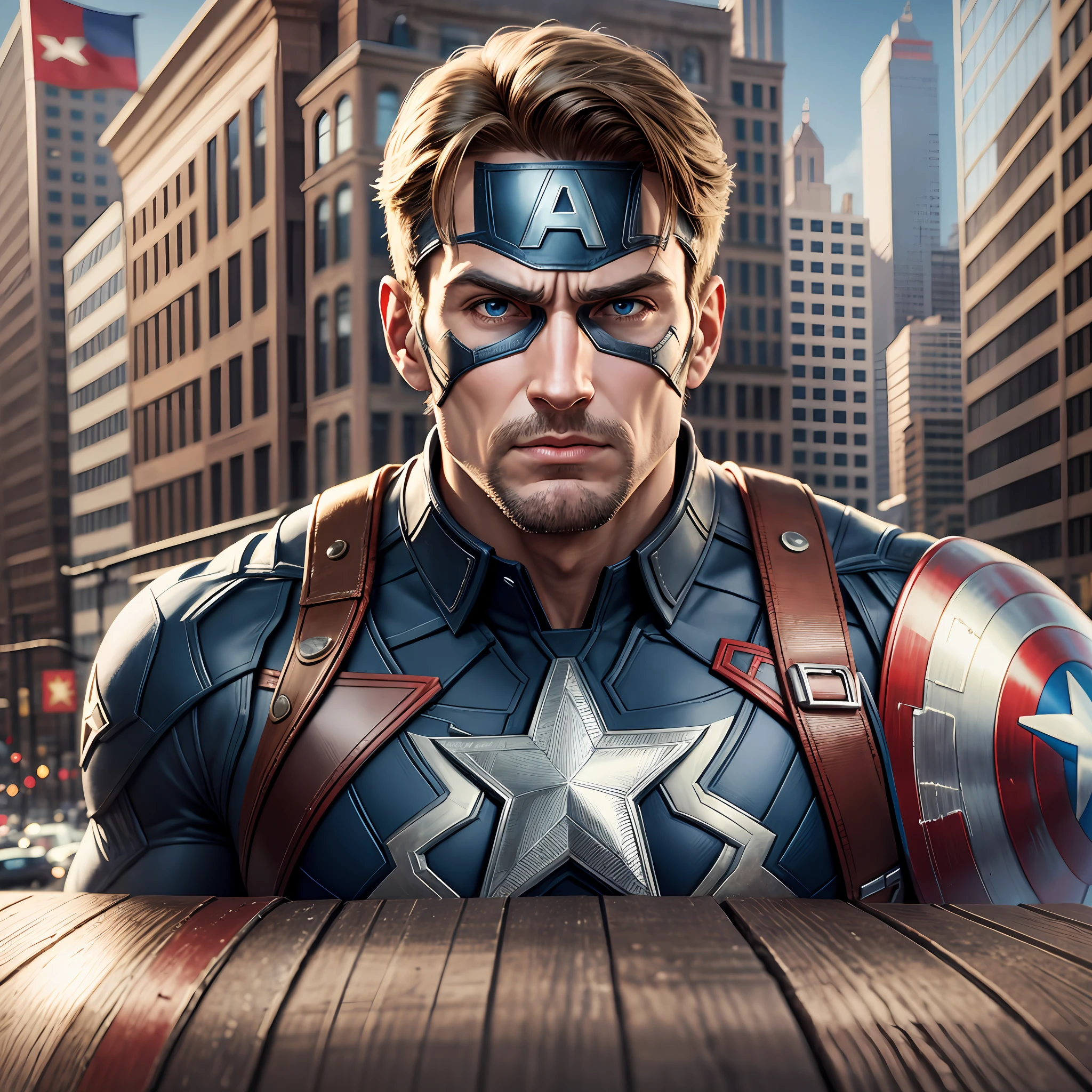 captain america, old, HD, 3D, realistic, 1:1, city, classic costume --auto --s2