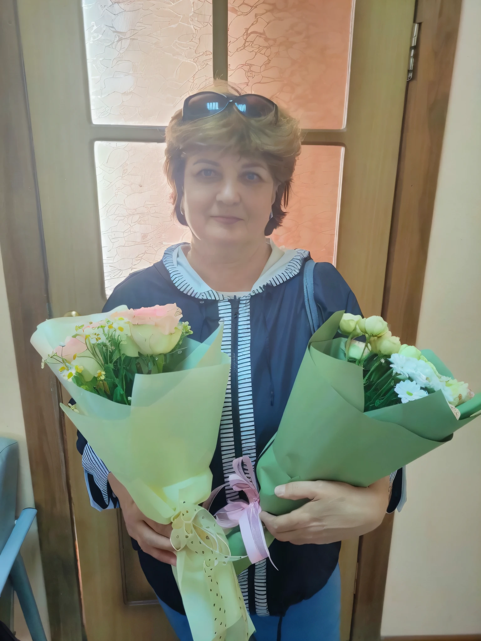 there is a woman holding a bouquet of flowers in her hands, with flowers, Moleculara Schastliva, Maximilian Vanka, Elena Belova, Marina Fedorovna, Alina Ivanchenko, Anna Nikonova, Anna Pedvorna, Maria Panfilova, Anastasia Ovchinnikova, Sofia Emelenko, digital drawing