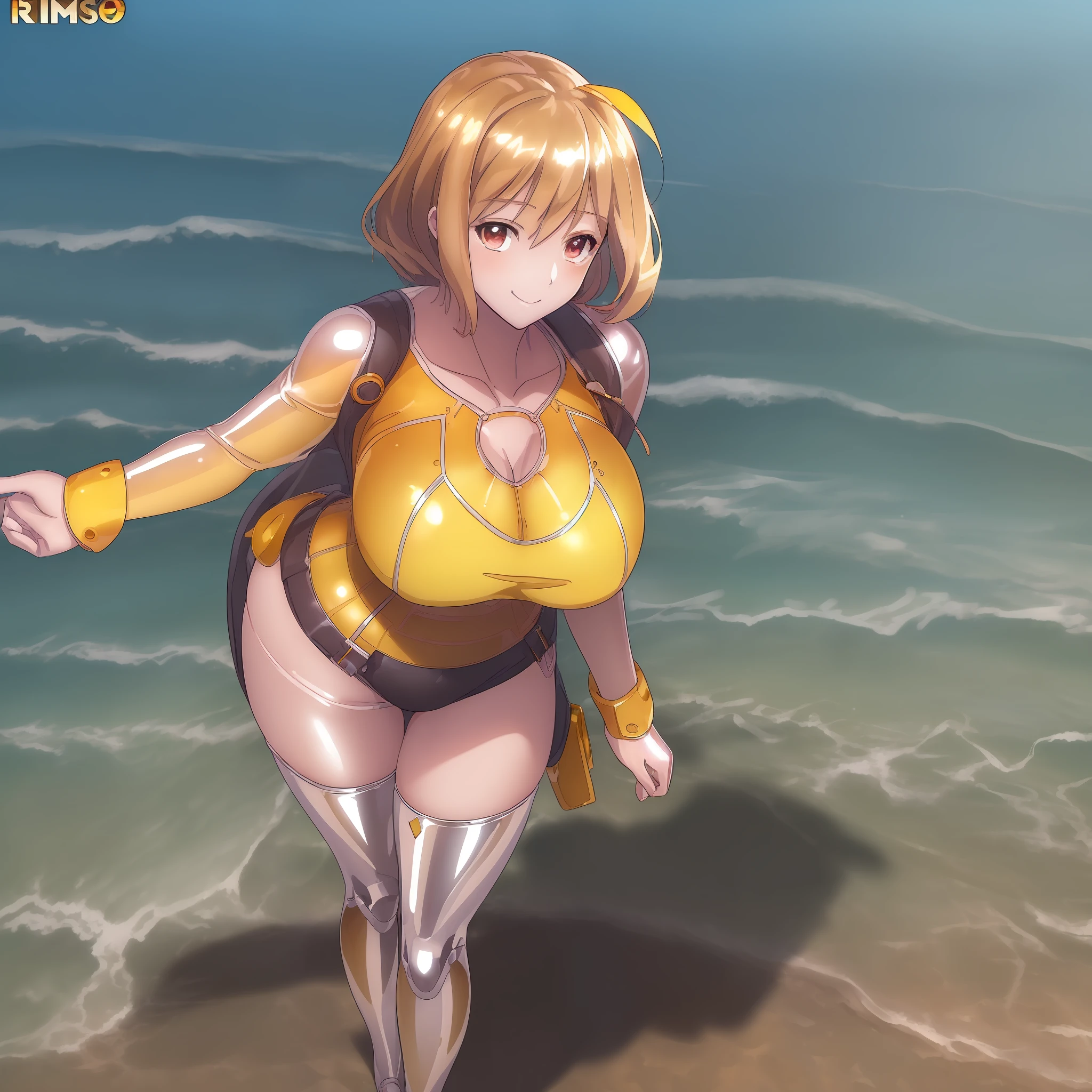 backround in the beach,masterpiece, 1girl,best quality, good combination of shadows, high resolution, good quality of lines, good quality of drawing, clear lines ,smiling,(shiny hair, shiny body,shadows, )(good hands desings, blush,thighs ,(looking at viewer) fitted swimsuit,showing thighs,(masterpiece), best quality,perfect eyes, perfect face,(finely detailed:1.7), (beautiful and clear background of beach), (ideal ratio body proportions:1.0), (shiny_skin:1.6),  ,ufotable screen cap,ufotable style, anime coloring, anime screencap,ufotable style, anime coloring, anime screencap