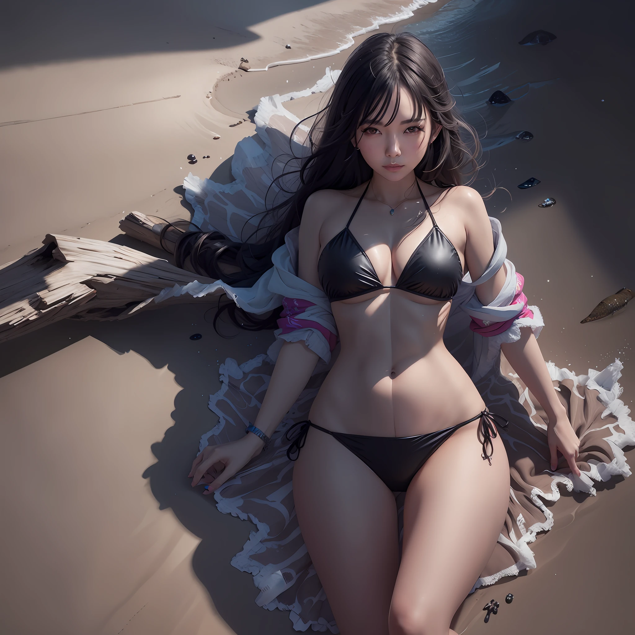 araffe woman in a bikini laying on a beach towel, wlop and ross tran, ross tran and wlop, tithi luadthong, ross tran 8 k, realistic bikini, cinematic. by leng jun, sexy girl, photorealistic perfect body, karol bak uhd, alena aenami and artgerm, ig model | artgerm