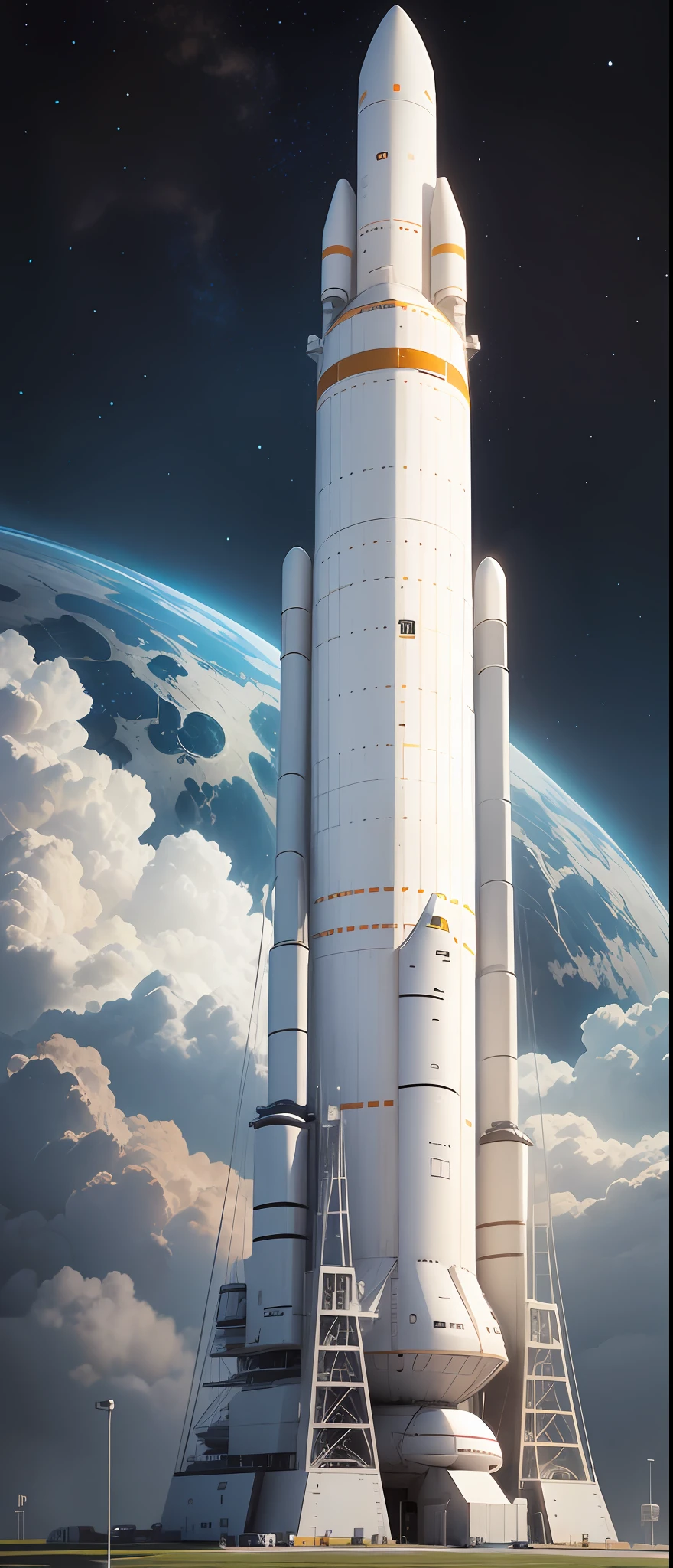 Simple drawing of a spacecraft ready for launch --auto --s2