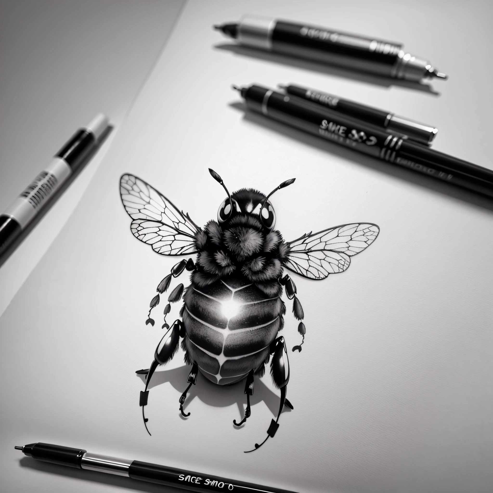 bee, prepared tattoo, minimalist, sketch, white background --auto --s2