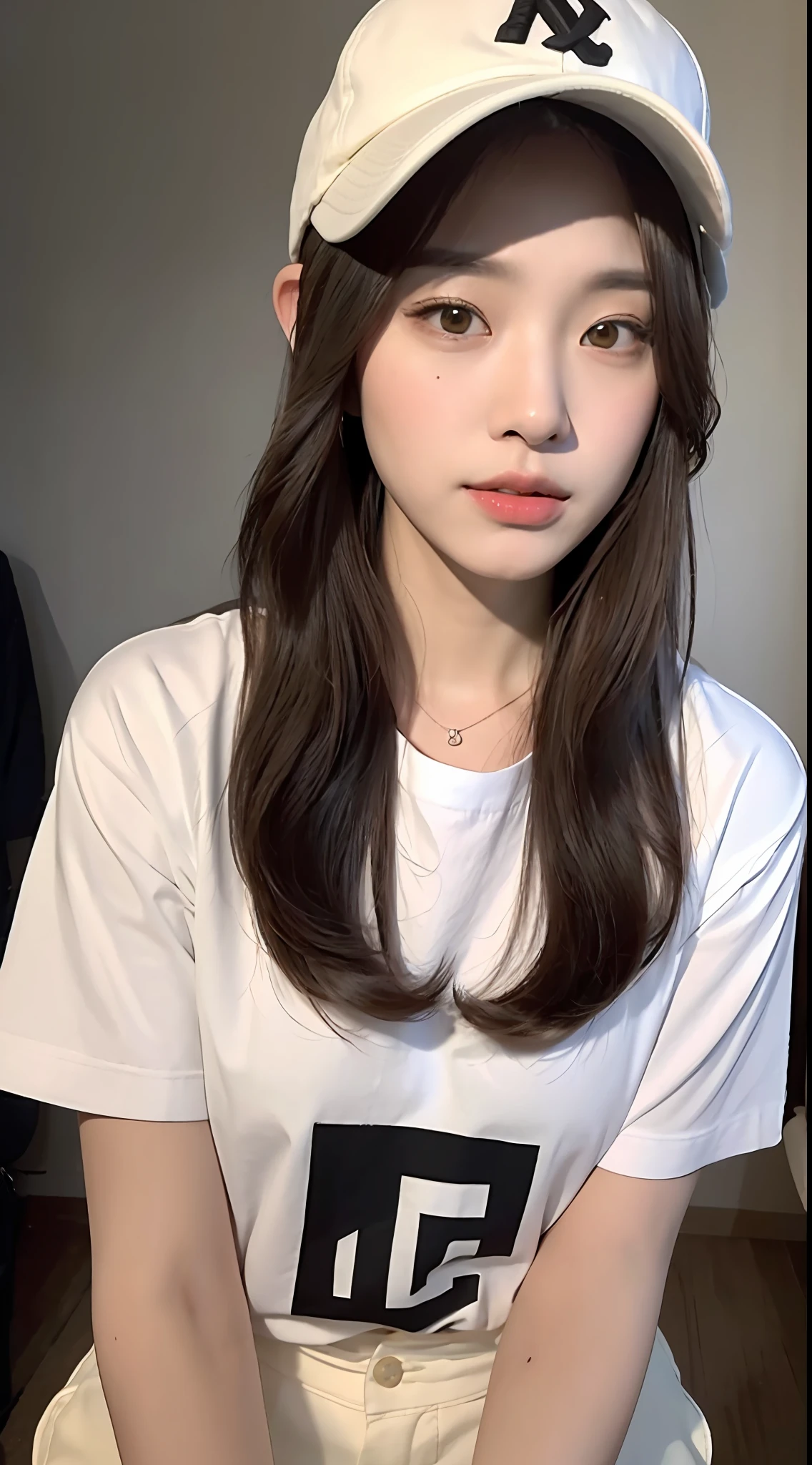 ((Best Quality, 8K, Masterpiece: 1.3)), (Baseball Cap: 1.3), Focus: 1.2, Perfect Body Beauty: 1.4, Buttocks: 1.2, (Layered Haircut: 1.2)), , (Dark Street: 1.3), Highly Detailed Face and Skin Texture, Full Body, Delicate Eyes, Double Eyelids, Whitened Skin, Long Hair, (Round Face: 1.5), (Short Sleeves, Shorts: 1.6)