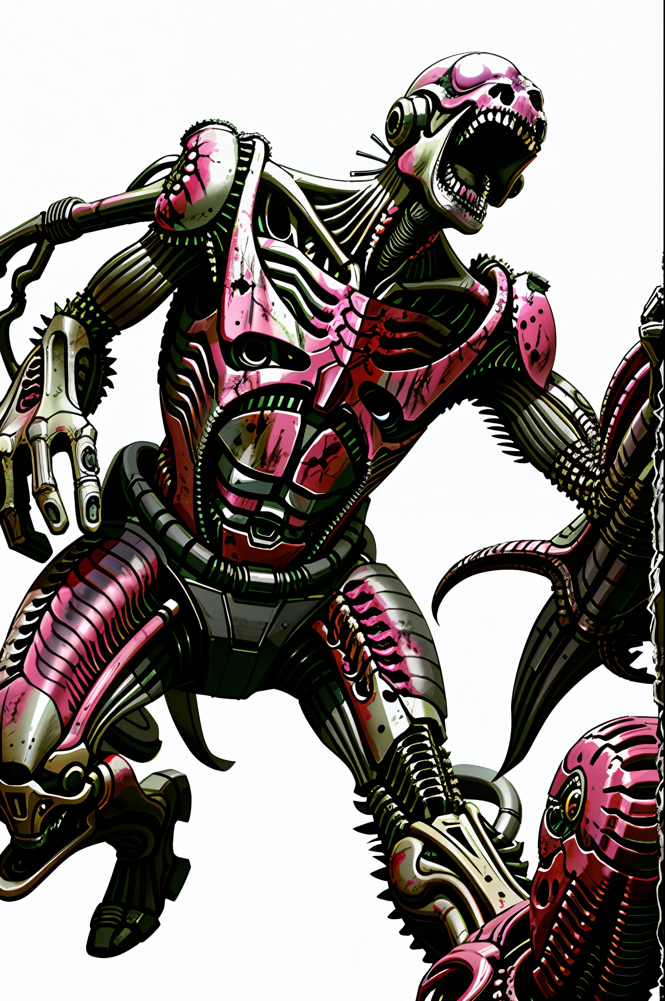 best quality, high resolution, distinct image, alien, giant, viscera, post-apocalypse, peeled flesh, guro, broken creature, dead man, with eyes sticking out of his belly