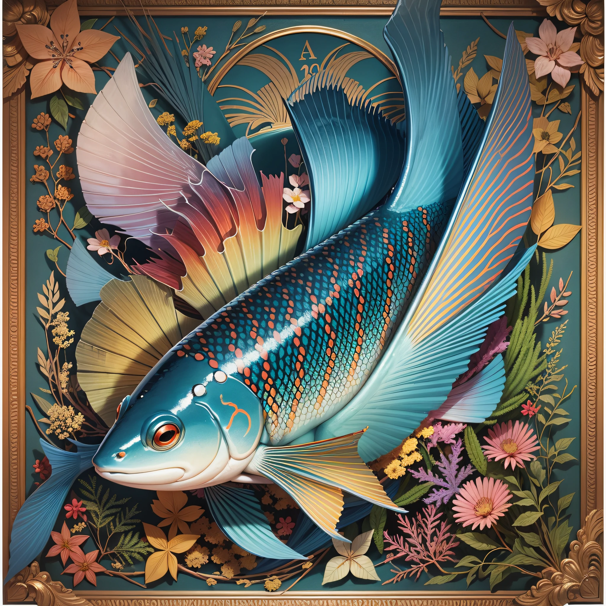 A sympathetic avatar of an animated fish of the genus Astyanax, of the family Characidae, in the form of a coat of arms --auto --s2