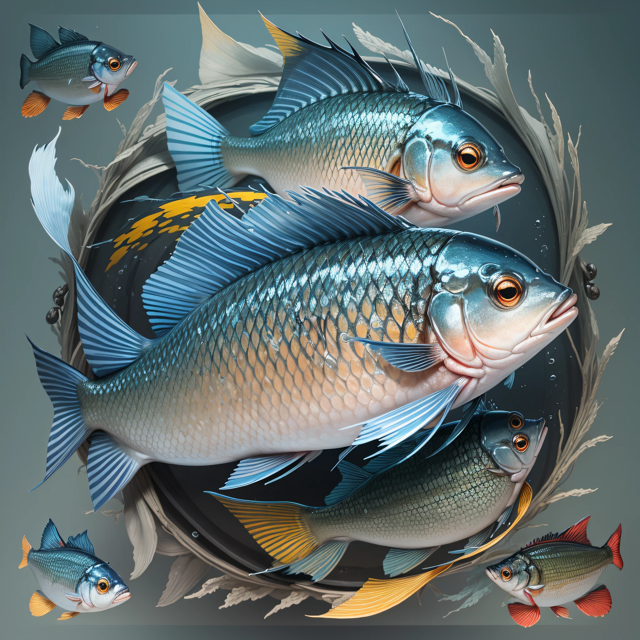 A sympathetic avatar of a single fish of the genus Astyanax, of the family Characidae, lambari , sardines in the form of a coat of arms, in the image there is only one fish --auto --s2