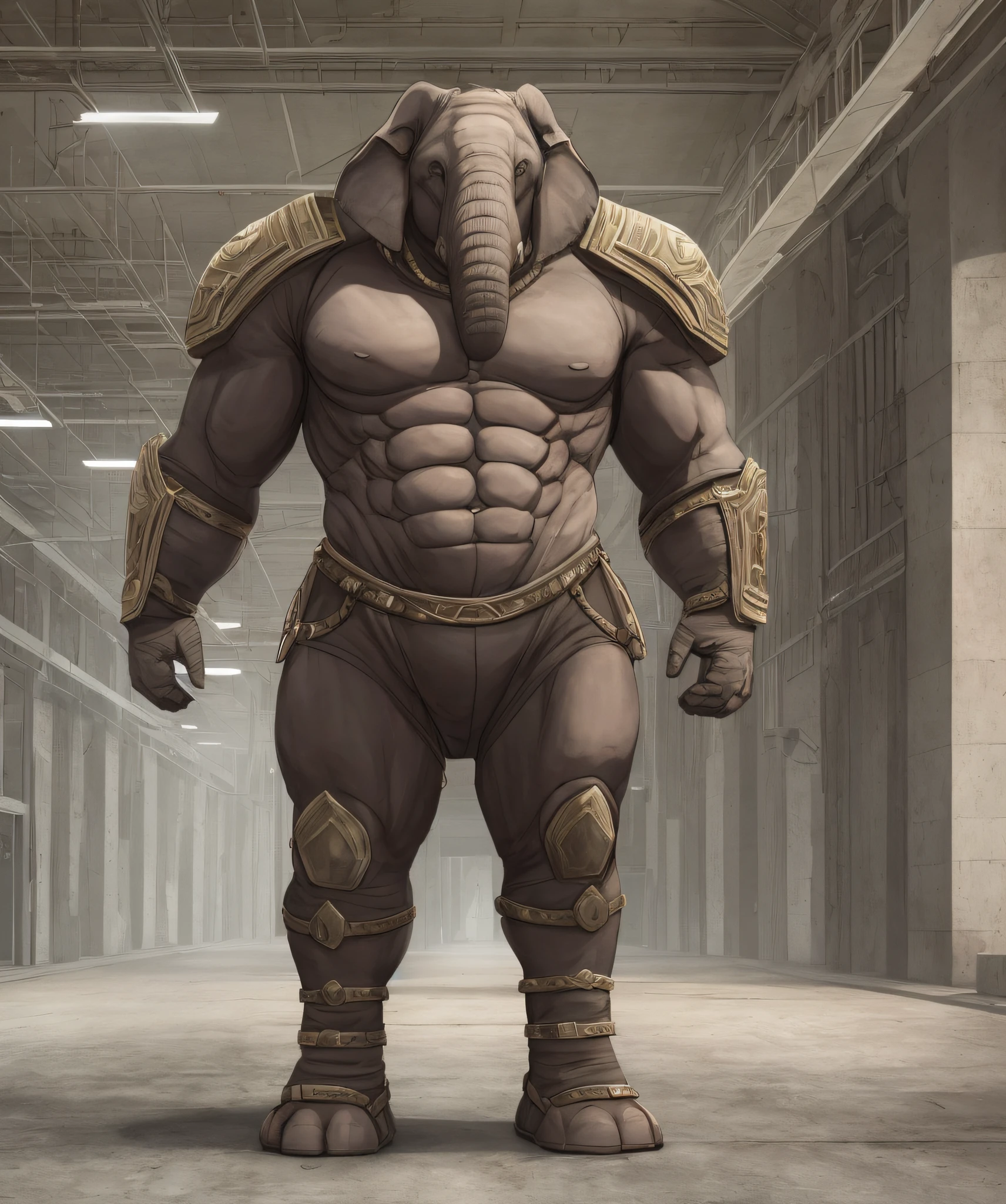 3d transhuman elephant, strong and fearless, large and with baggy clothes, full body, realistic 3d clothes, realistic HD 3d style, 3d front, 3d wallpaper
