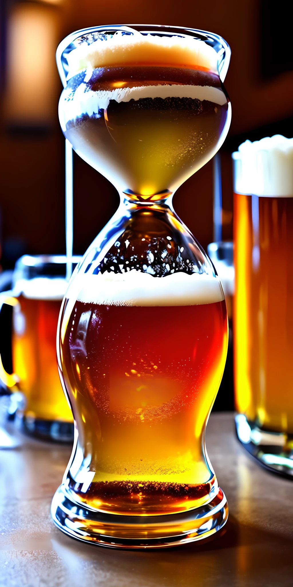 Hourglass full of beer, high detail