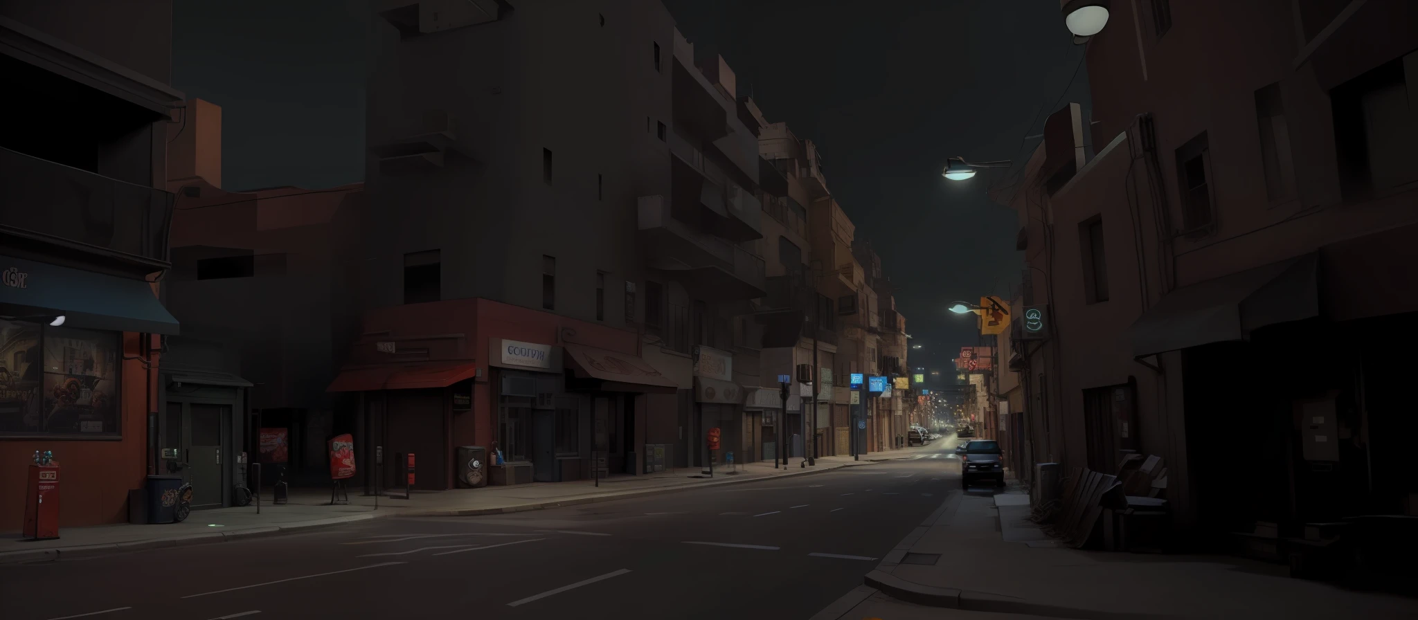 cartoon city street scene and street lights, dark streets scene, pc screenshot, street background, video game screenshot>, game screenshot, gameplay still, game picture, detailed screenshot, in game screenshot, loading screen", in game graphic, screenshot, screenshot, game screenshot, full resolution, gameplay, very stylized, screenshot