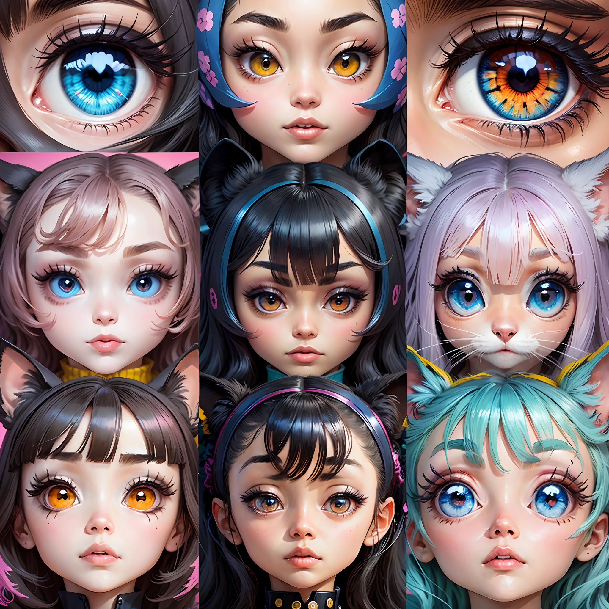 Eye shape, Eye encyclopedia, For animals, Sample, Pattern, Anime style, Big eyes, Big eyes, Various colors, Colorful, High definition, --auto --s2