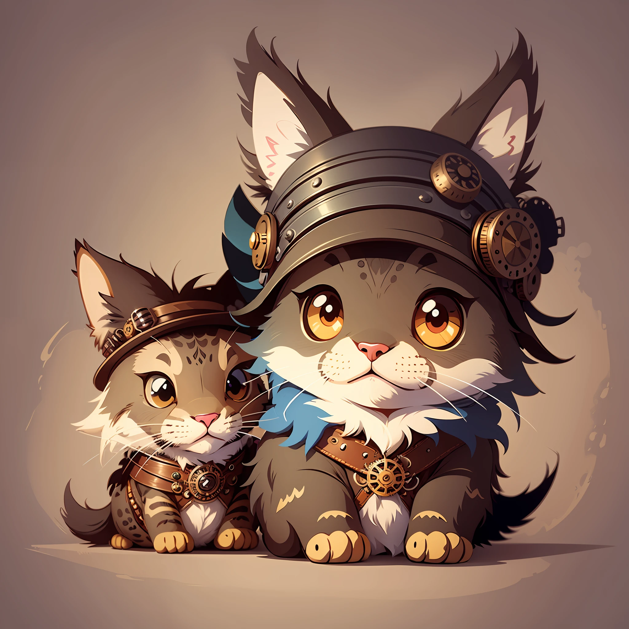 cute cartoon sticker of steampunk animal. vector art style, best quality, detailed --auto --s2