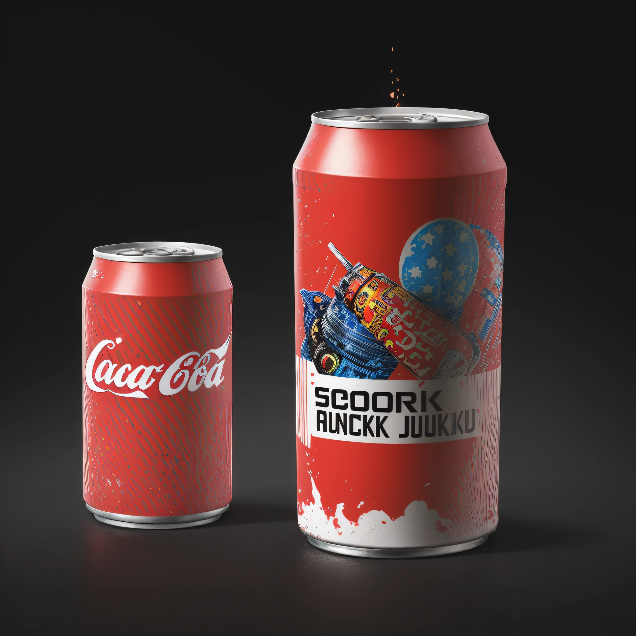 mockup of (can of soda with beautifully illustrated japanese punk rock design:1.2) with a black background, Android Jones, afrofuturism, macrophotography hyper realistic octane render, hard surface modelling, 8k , clean , sharp focus, CGSociety --auto --s2
