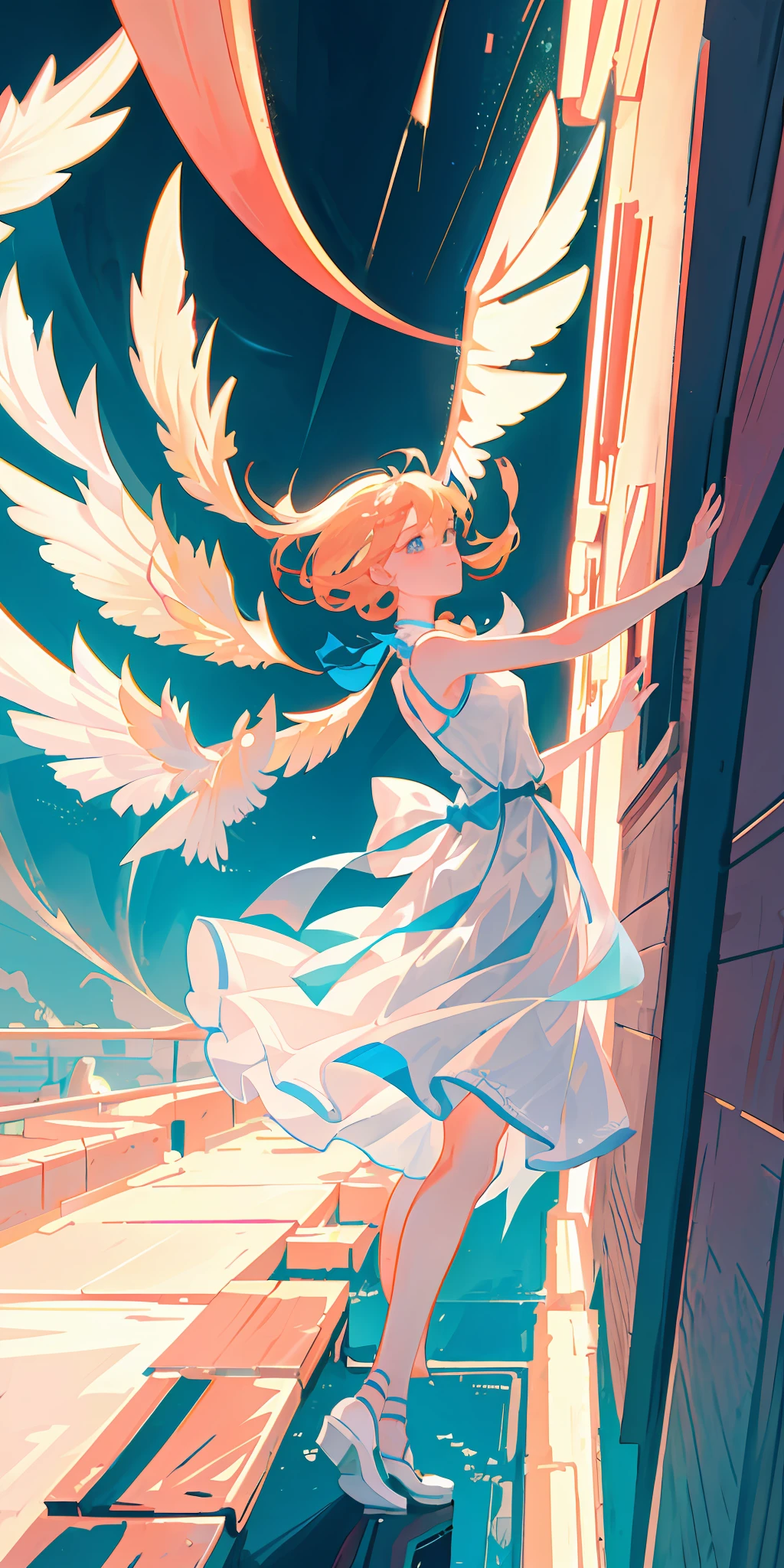 delicate and beautiful CG artwork),(best quality, ultra-detailed, high resolution),(dynamic angle, dynamic lighting),(1 girl), wings
