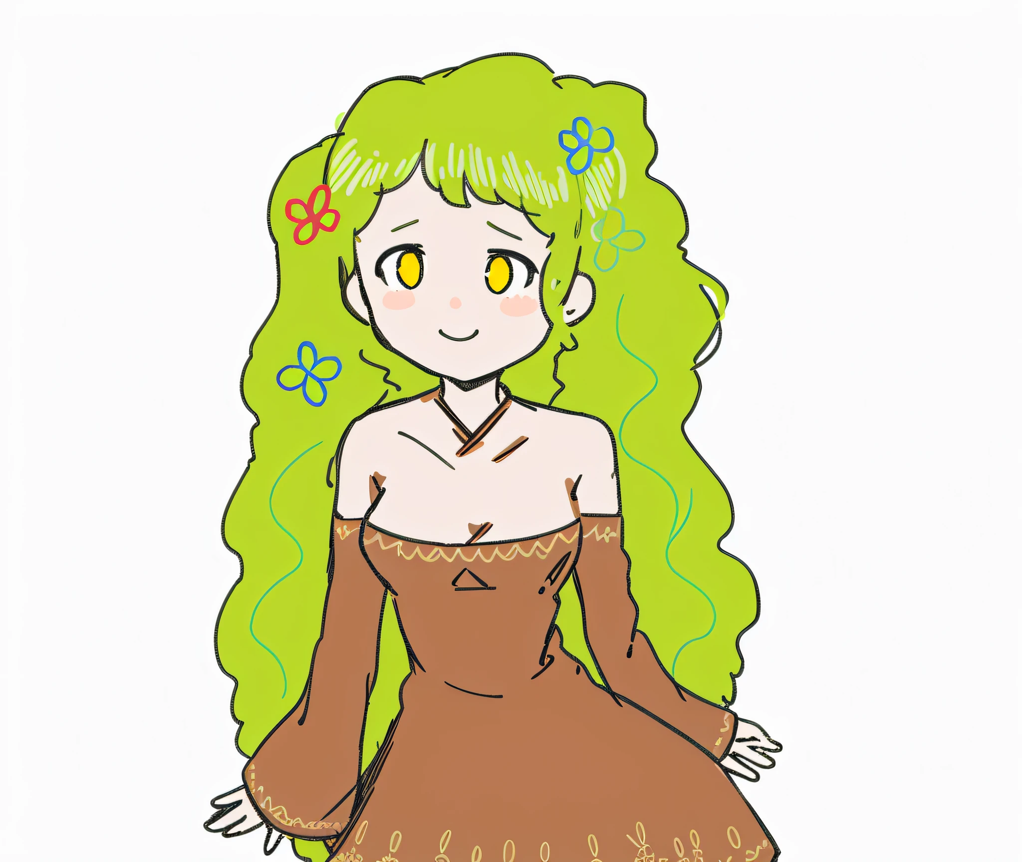 1girl, brown hair, twintails, tunic,