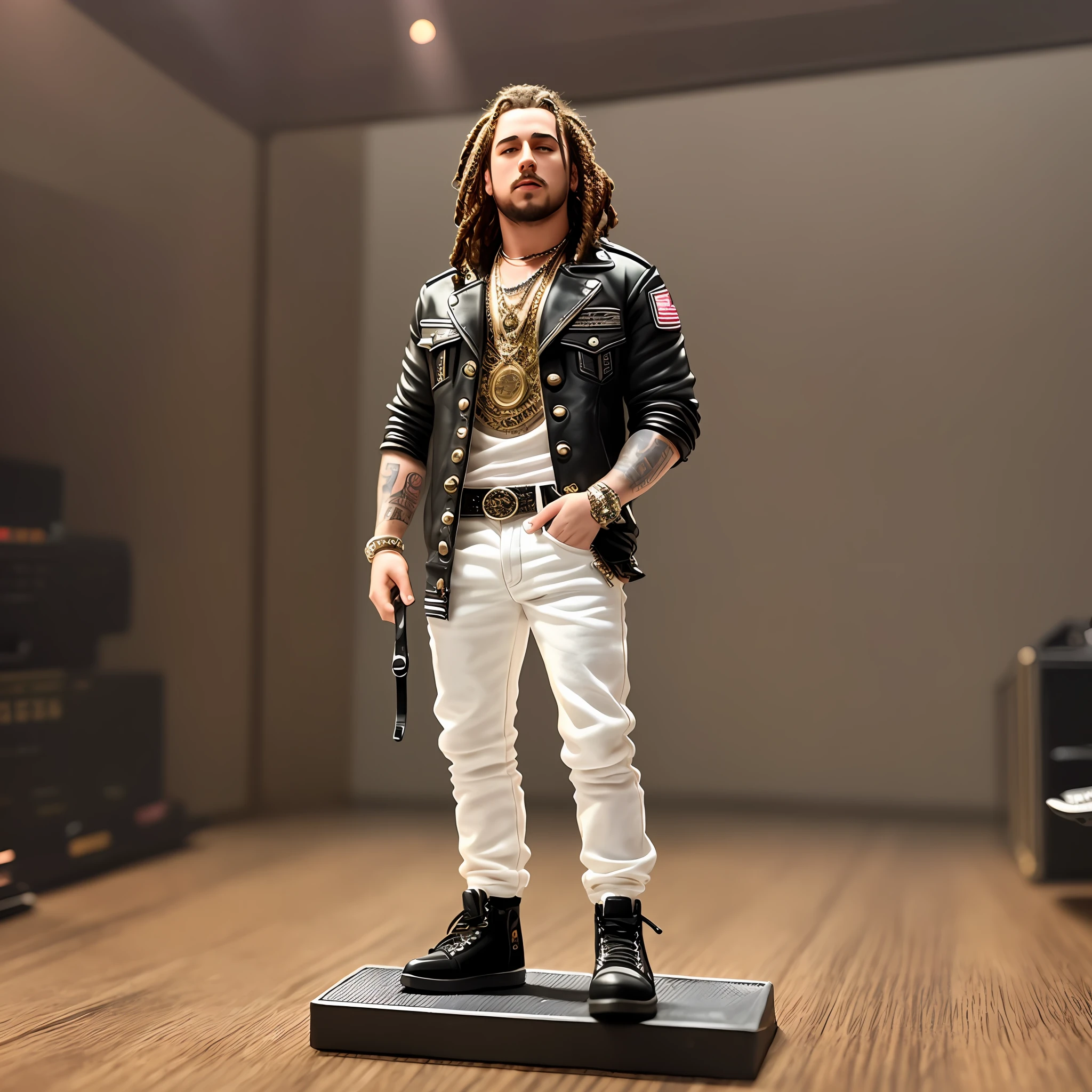Full body miniature of the singer POST MALONE with excellent revolution and excellent lighting quality