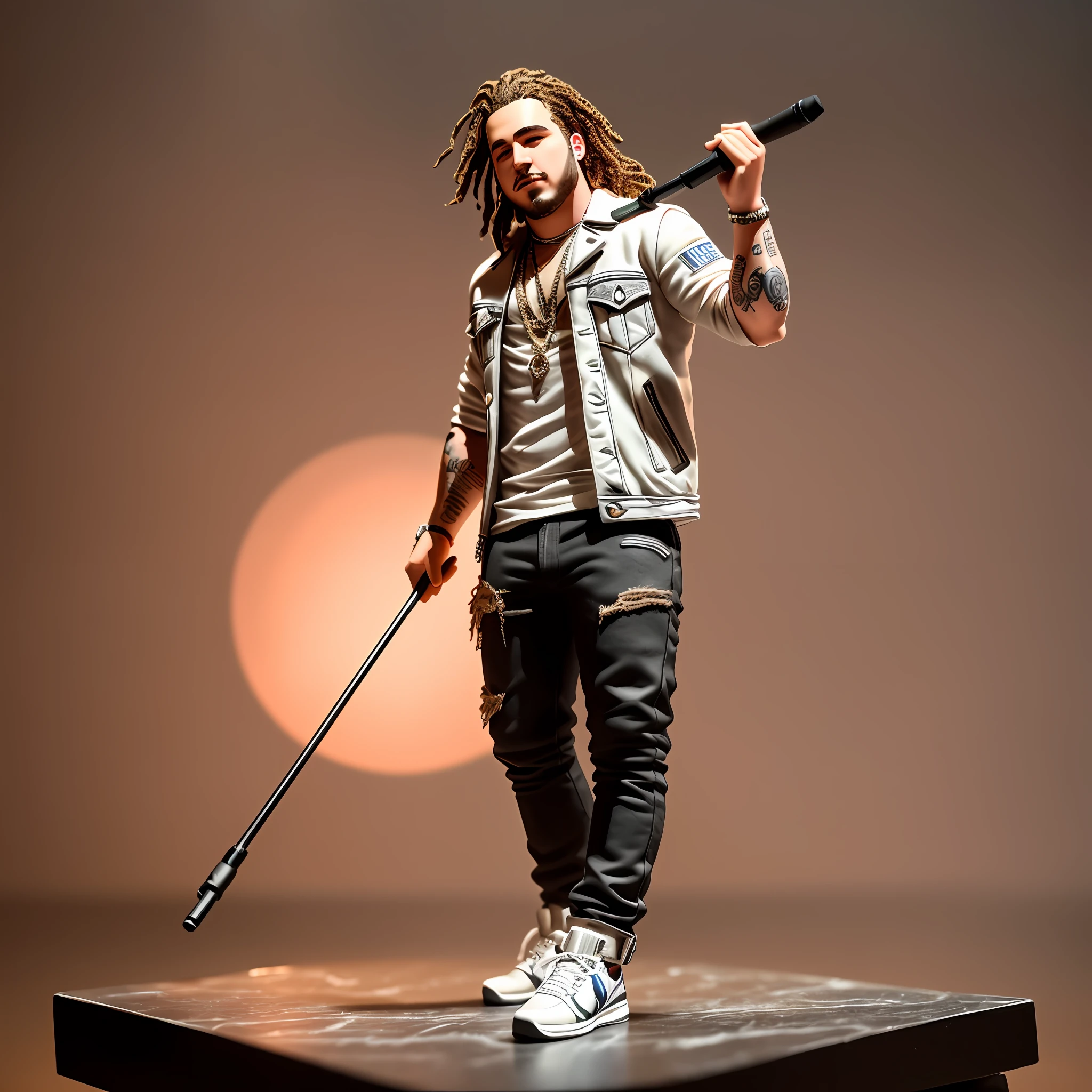 Full body miniature of the singer POST MALONE with excellent revolution and excellent lighting quality